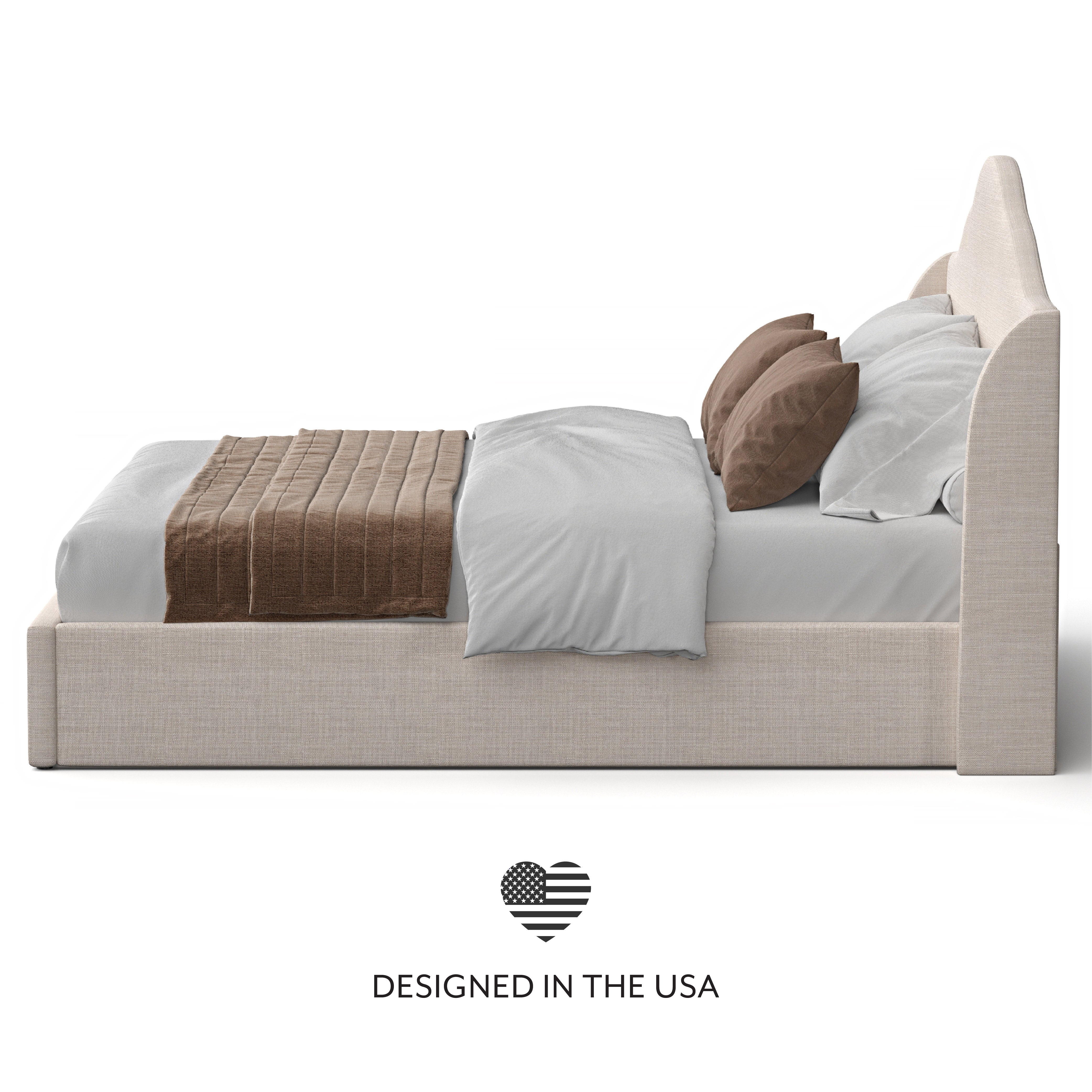 Ellis Queen Camelback Wing Bed Natural