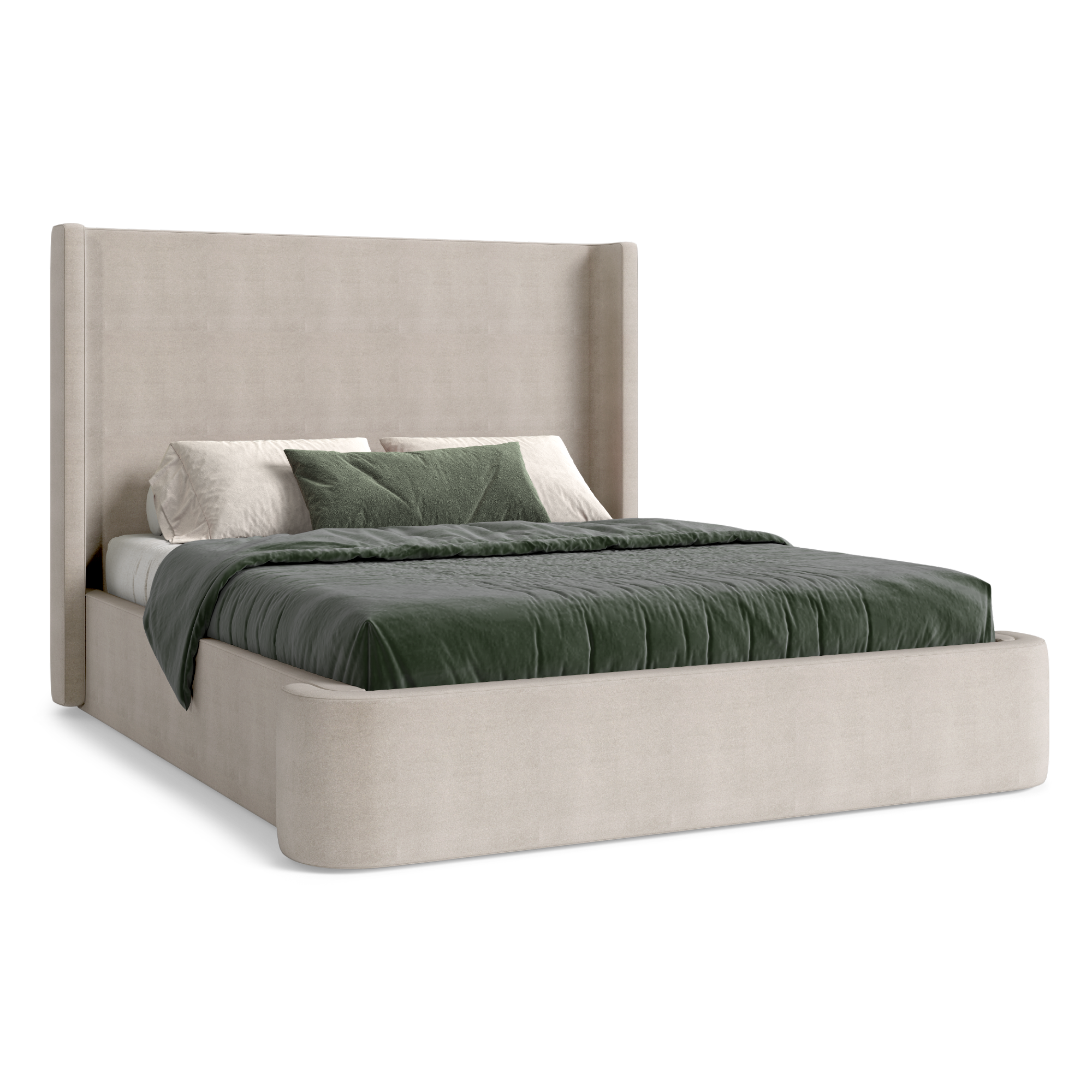 Hayes Upholstered Wingback Bed
