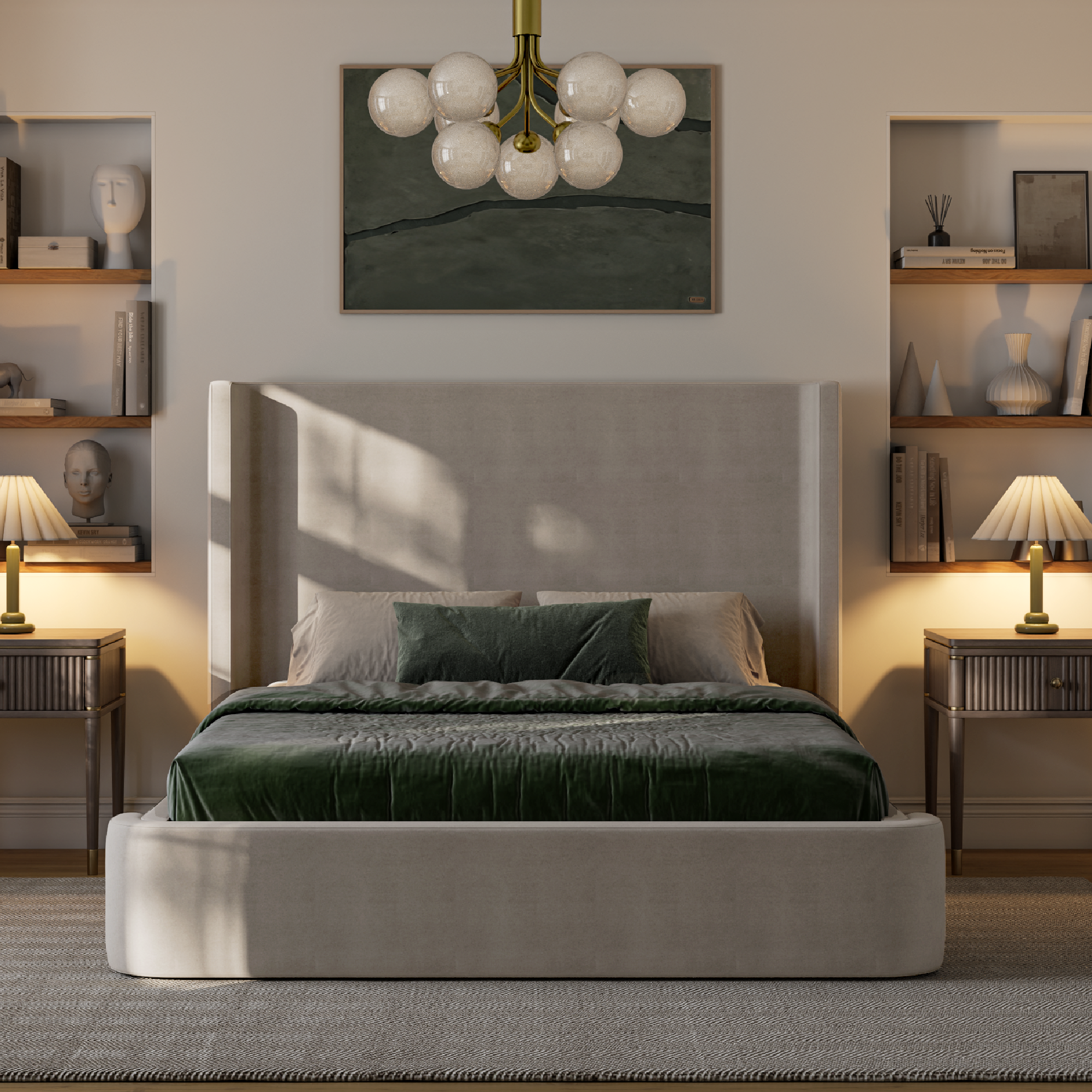 Hayes Upholstered Wingback Bed