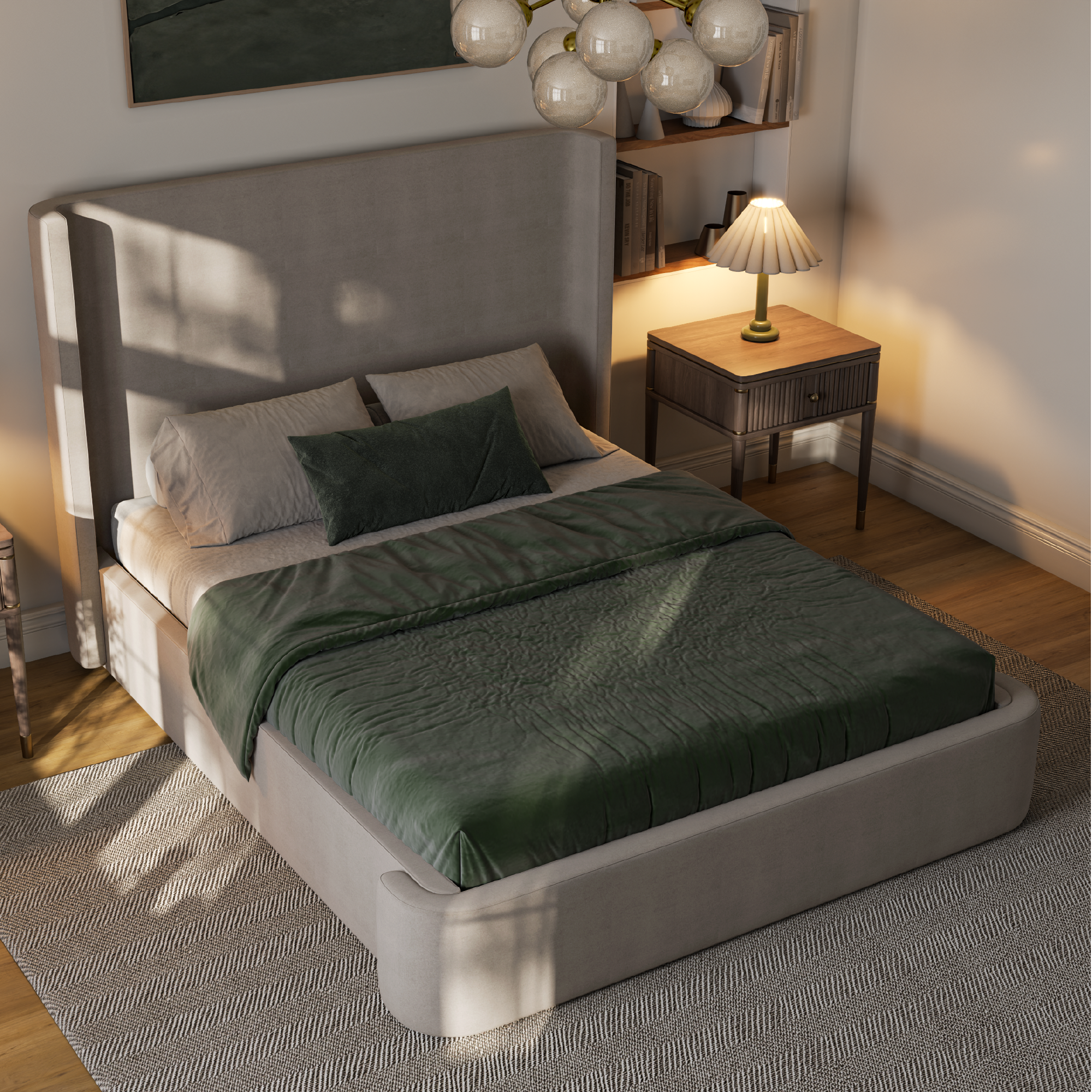 Hayes Upholstered Wingback Bed
