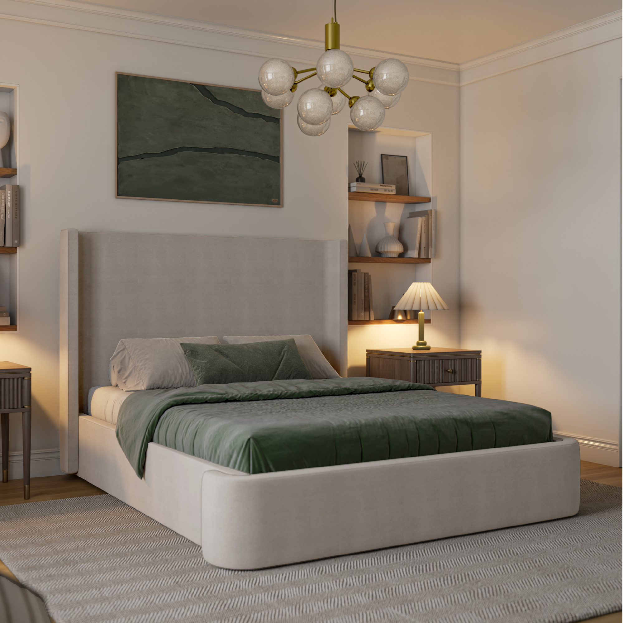 Hayes Upholstered Wingback Bed