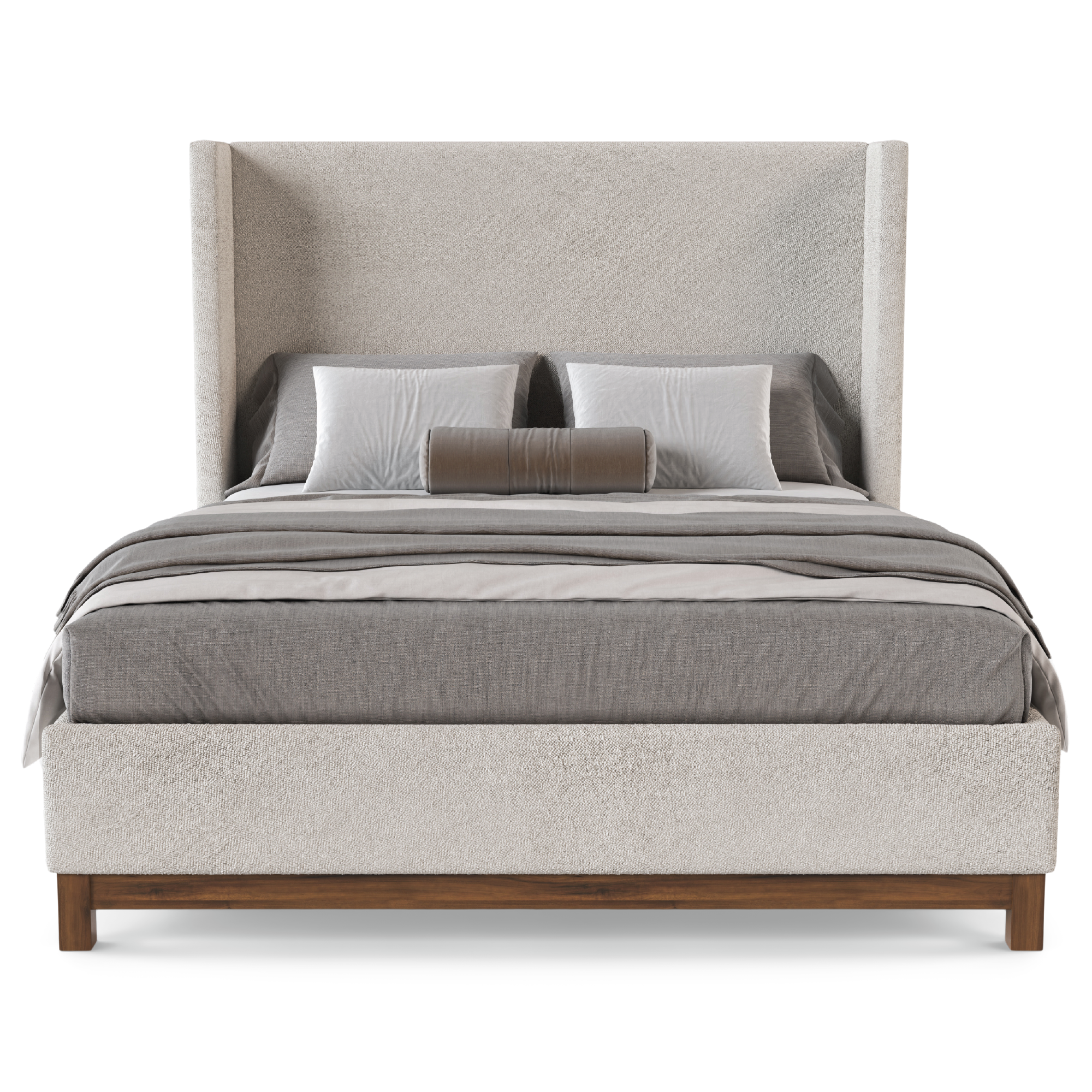 Miller Oat Upholstered Wing Bed