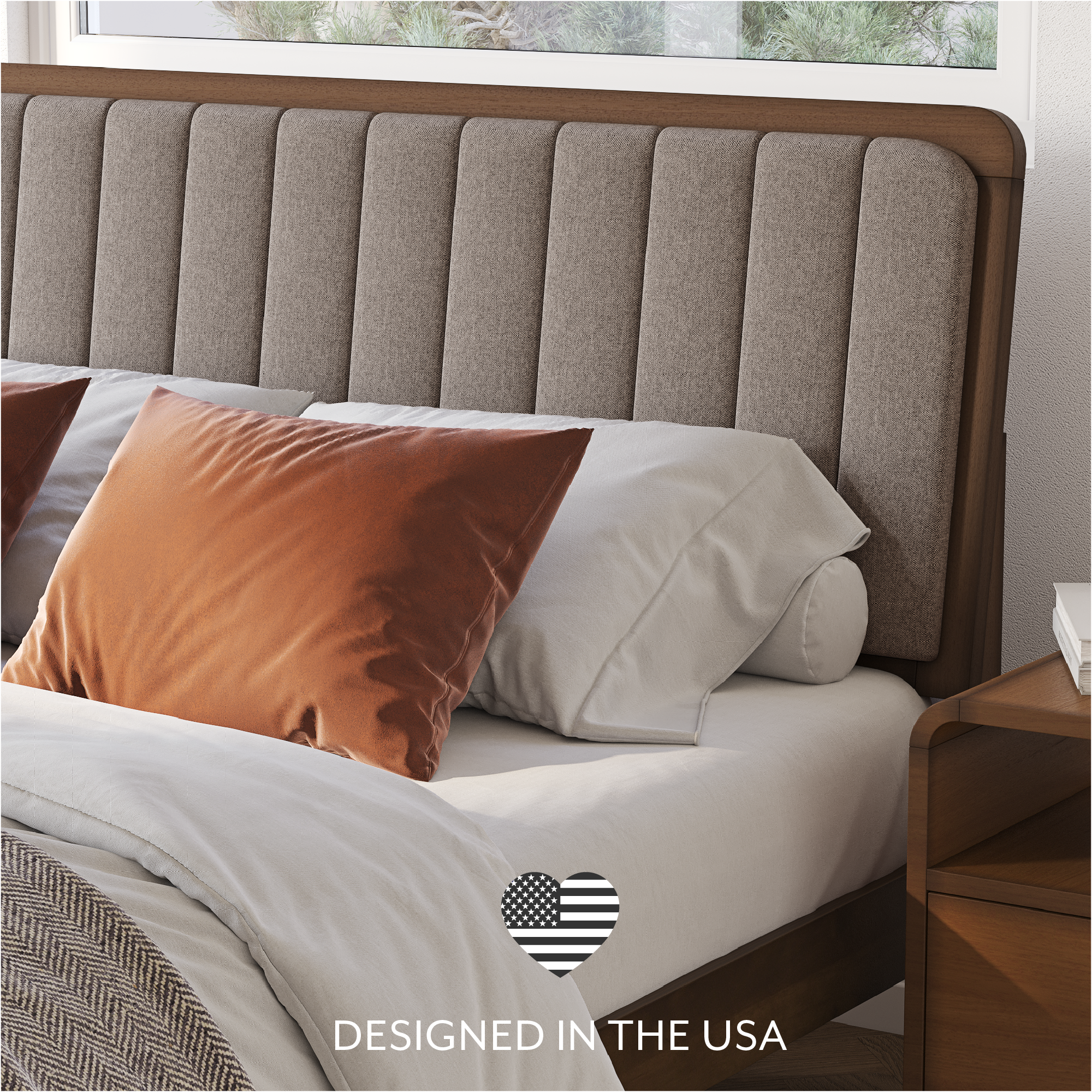Raven Mid-Century Modern Solid Wood Bed