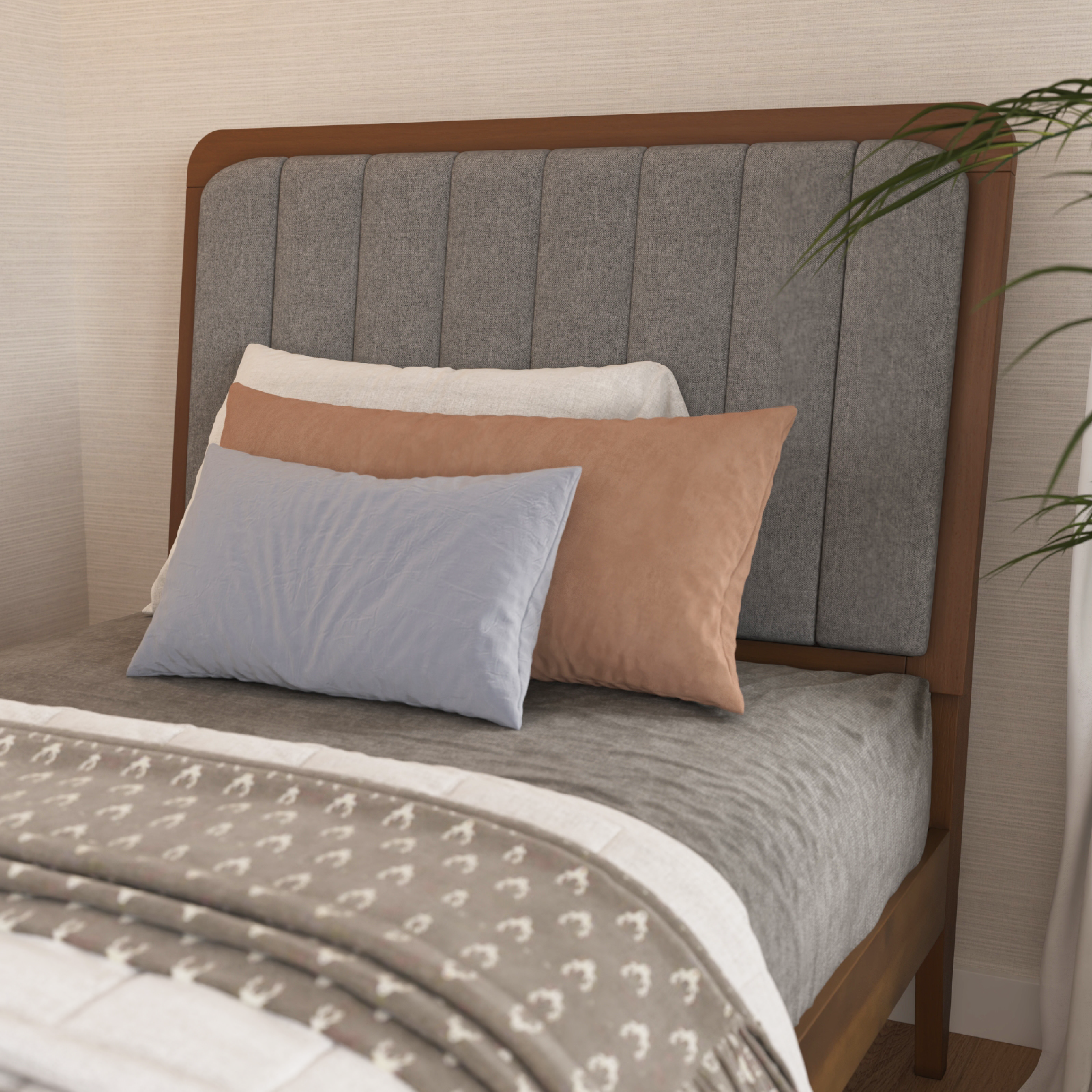 Raven Mid-Century Modern Solid Wood Bed