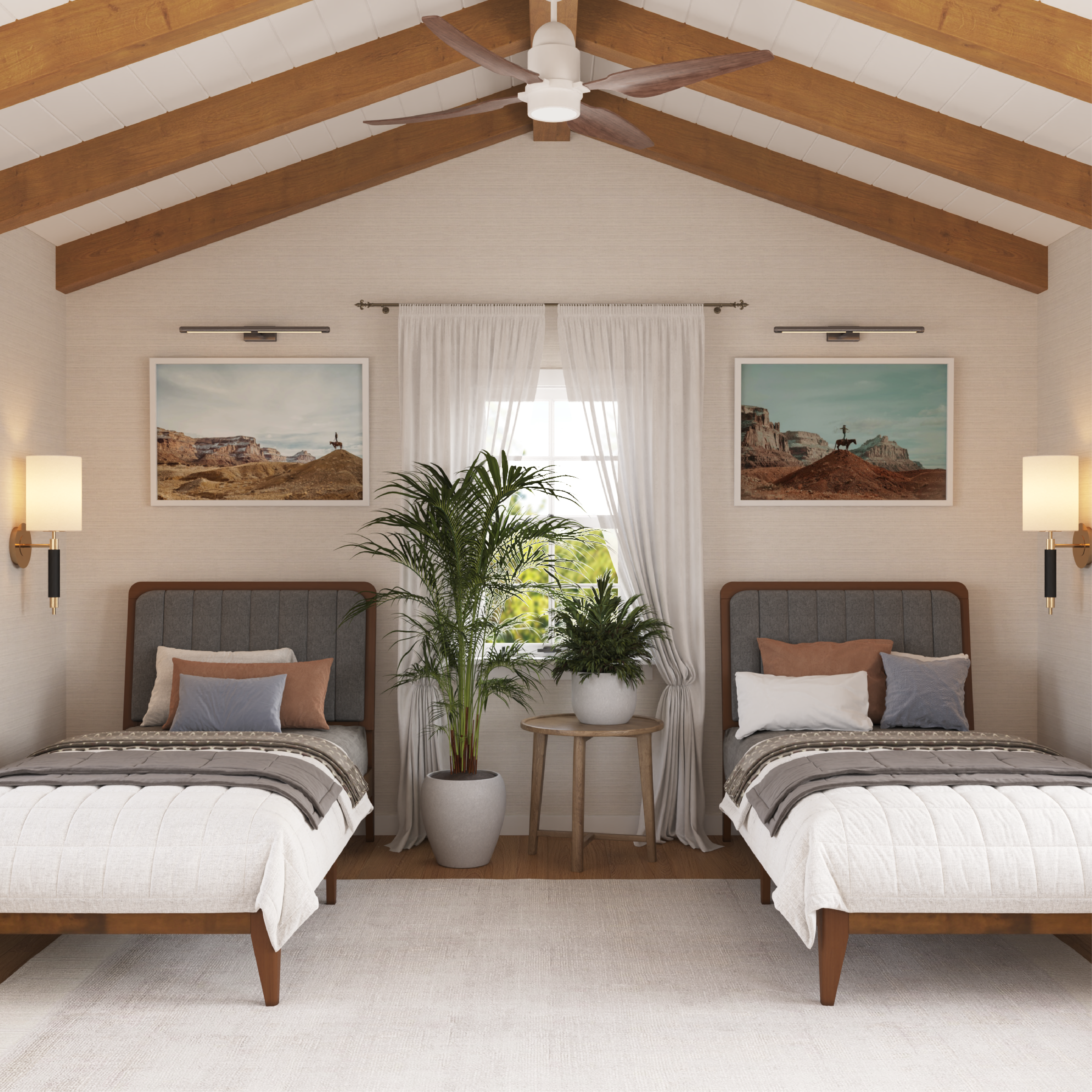 Raven Mid-Century Modern Solid Wood Bed