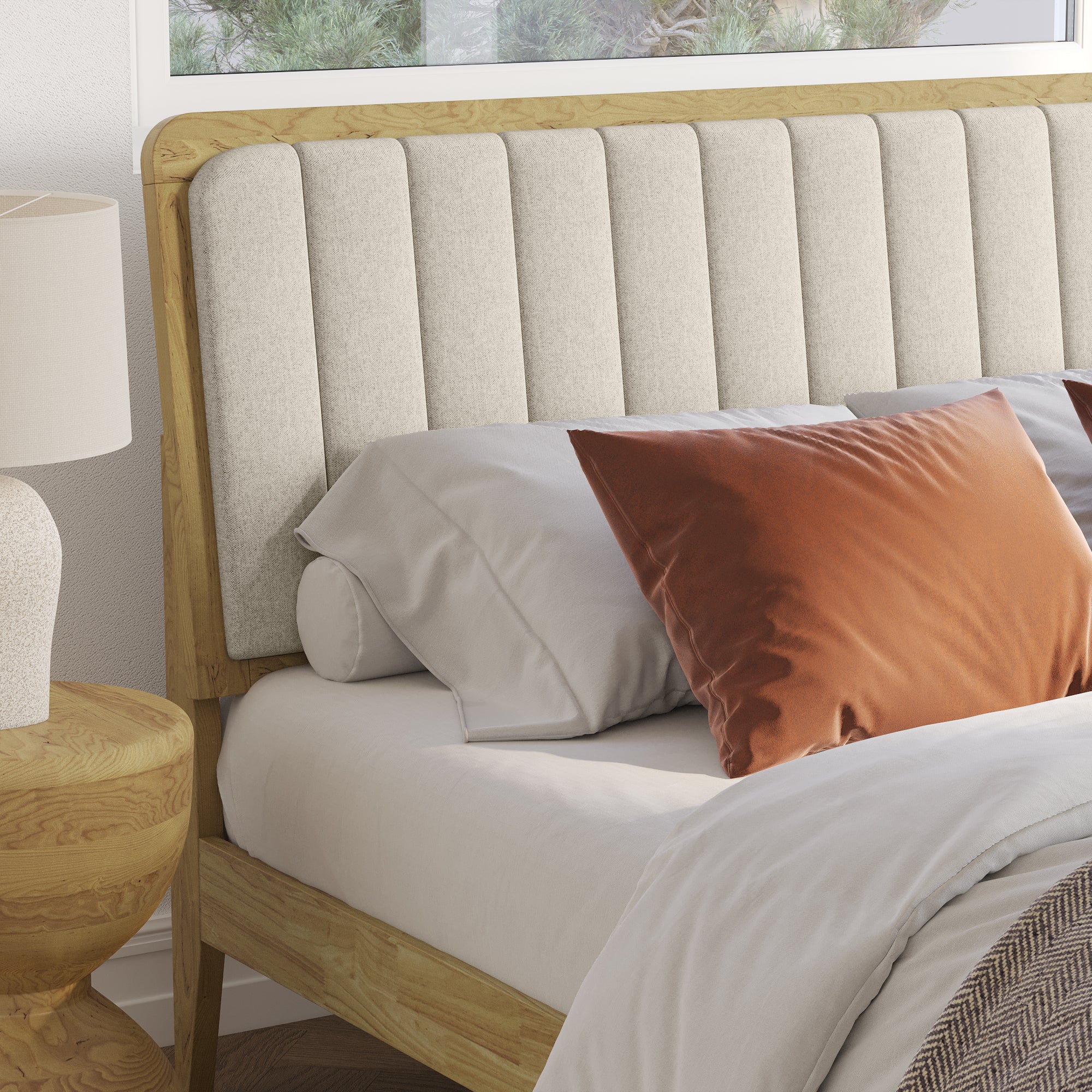 Raven Mid-Century Modern Solid Wood Bed