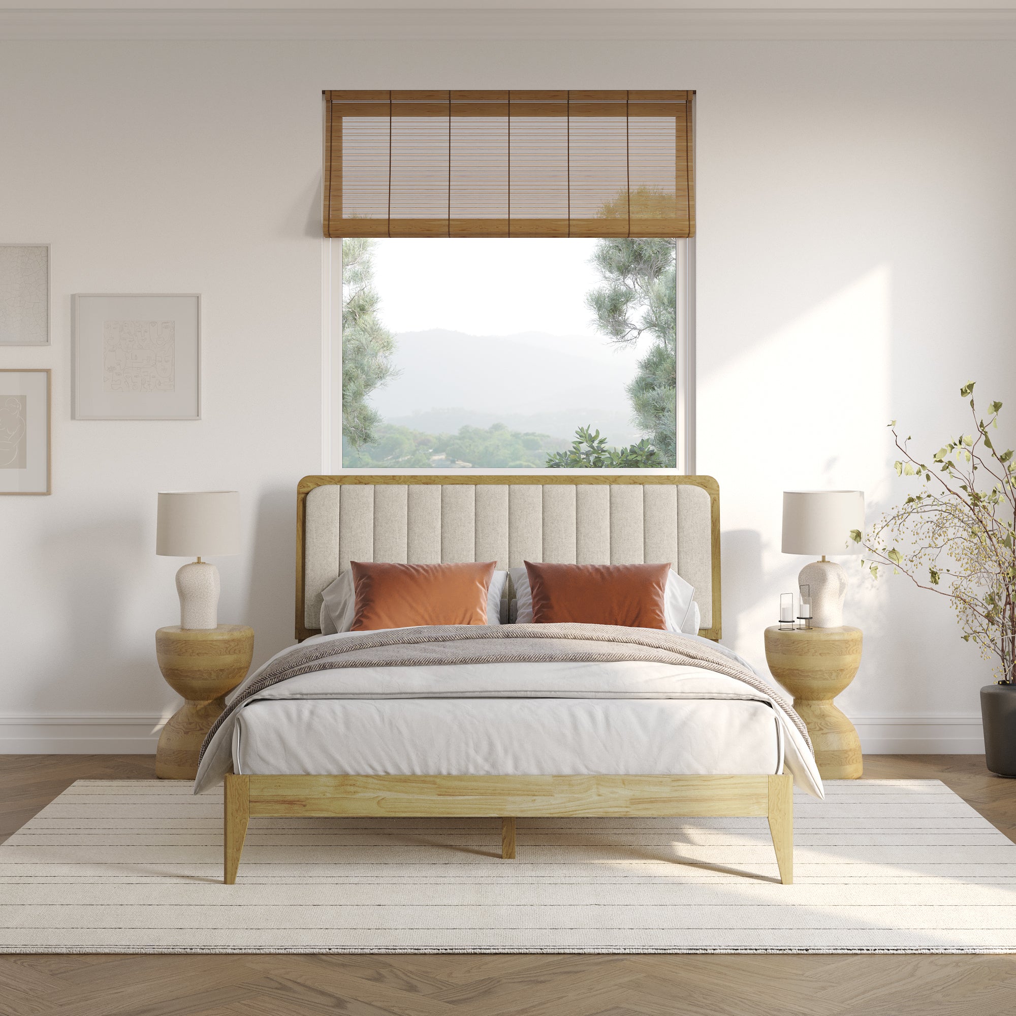 Raven Mid-Century Modern Solid Wood Bed