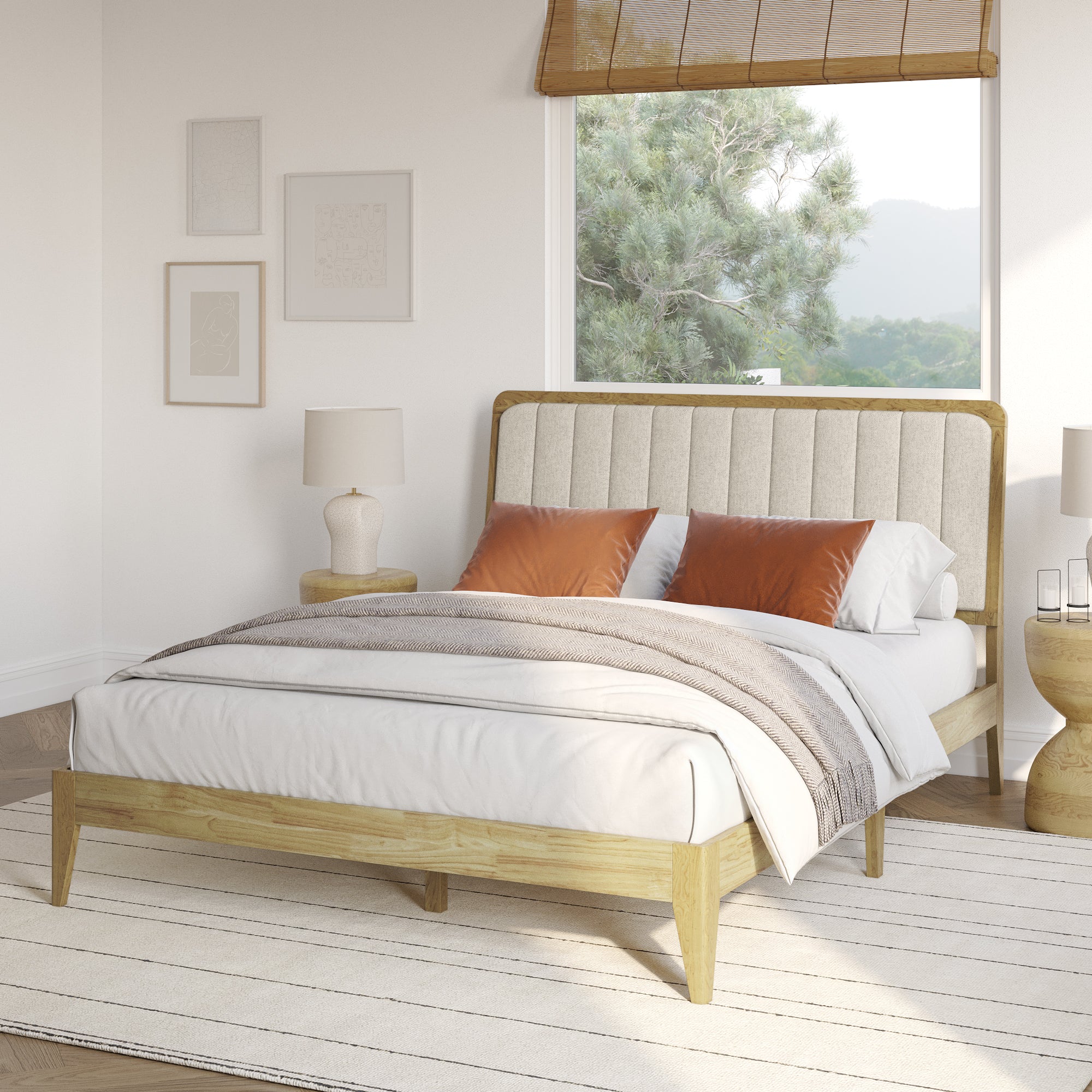 Raven Mid-Century Modern Solid Wood Bed