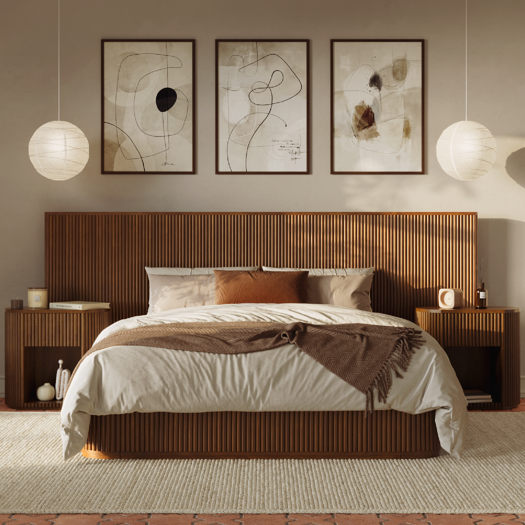 Windsor Fluted Solid Wood Bed