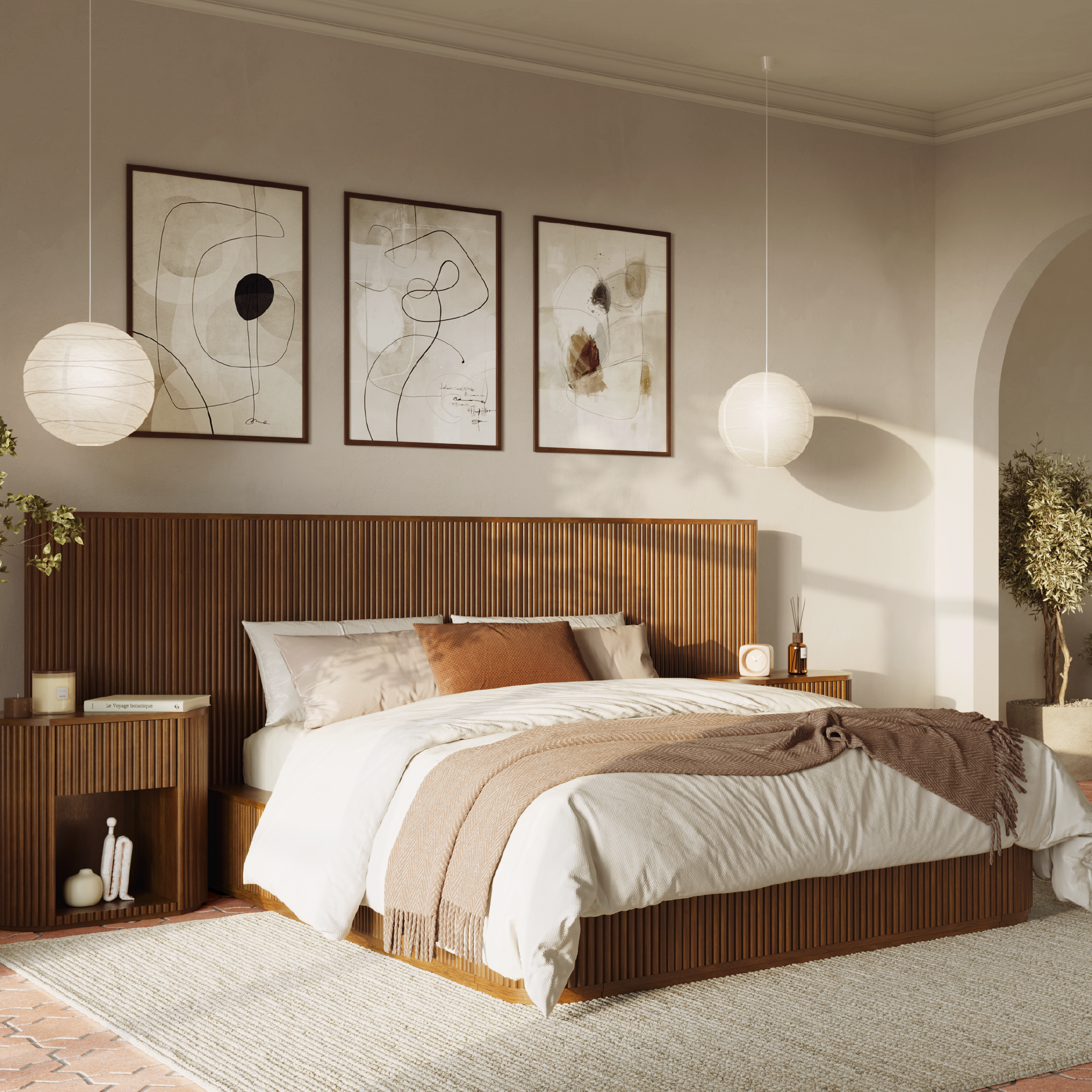 Windsor Fluted Solid Wood Bed