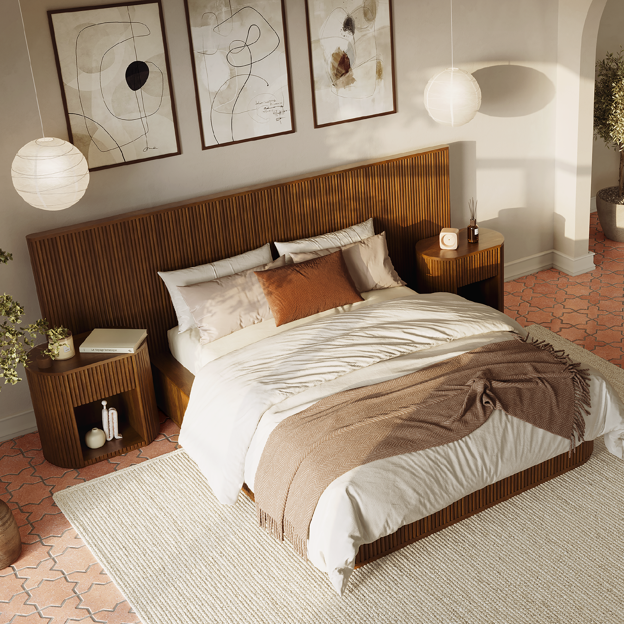 Windsor Fluted Solid Wood Bed