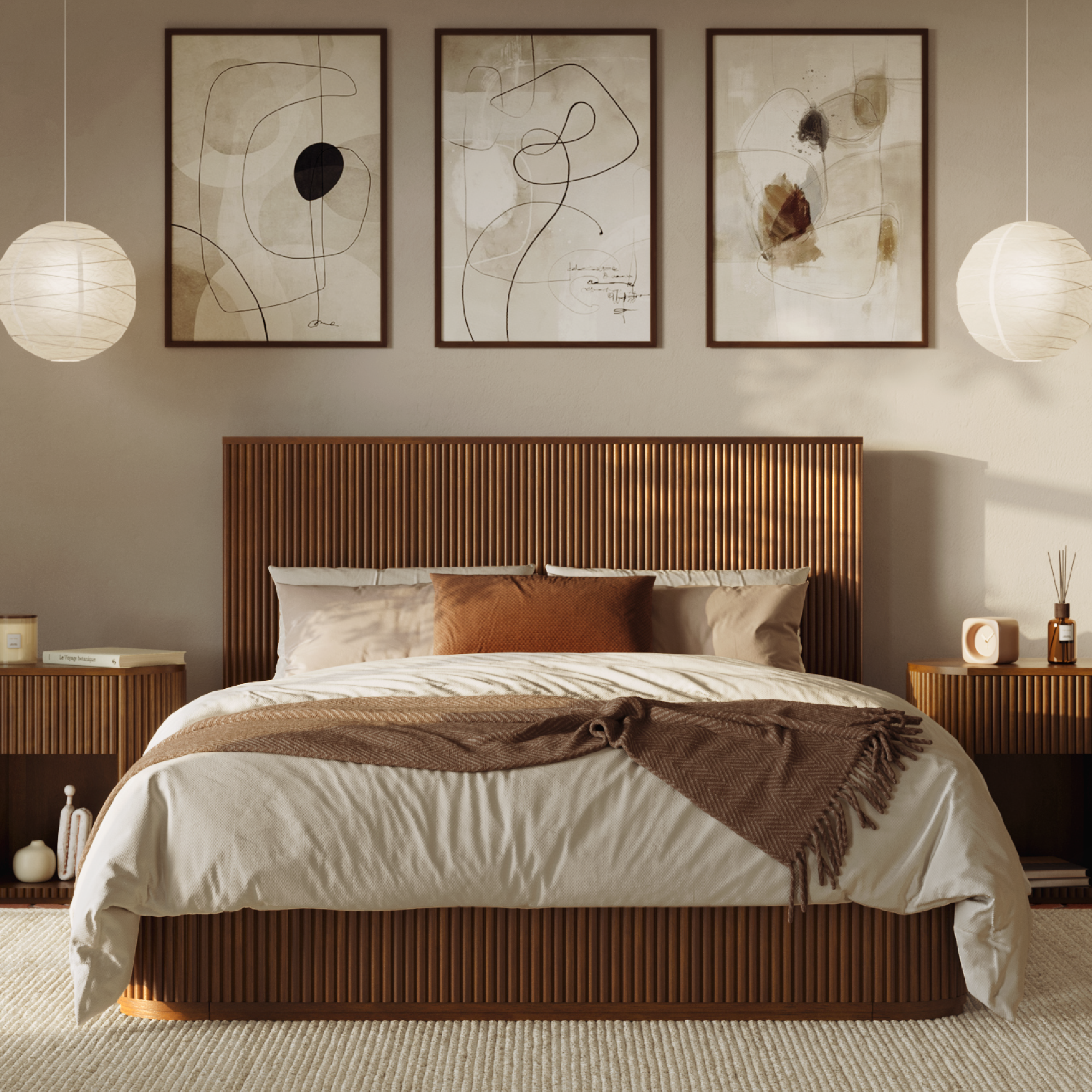 Windsor Fluted Solid Wood Bed