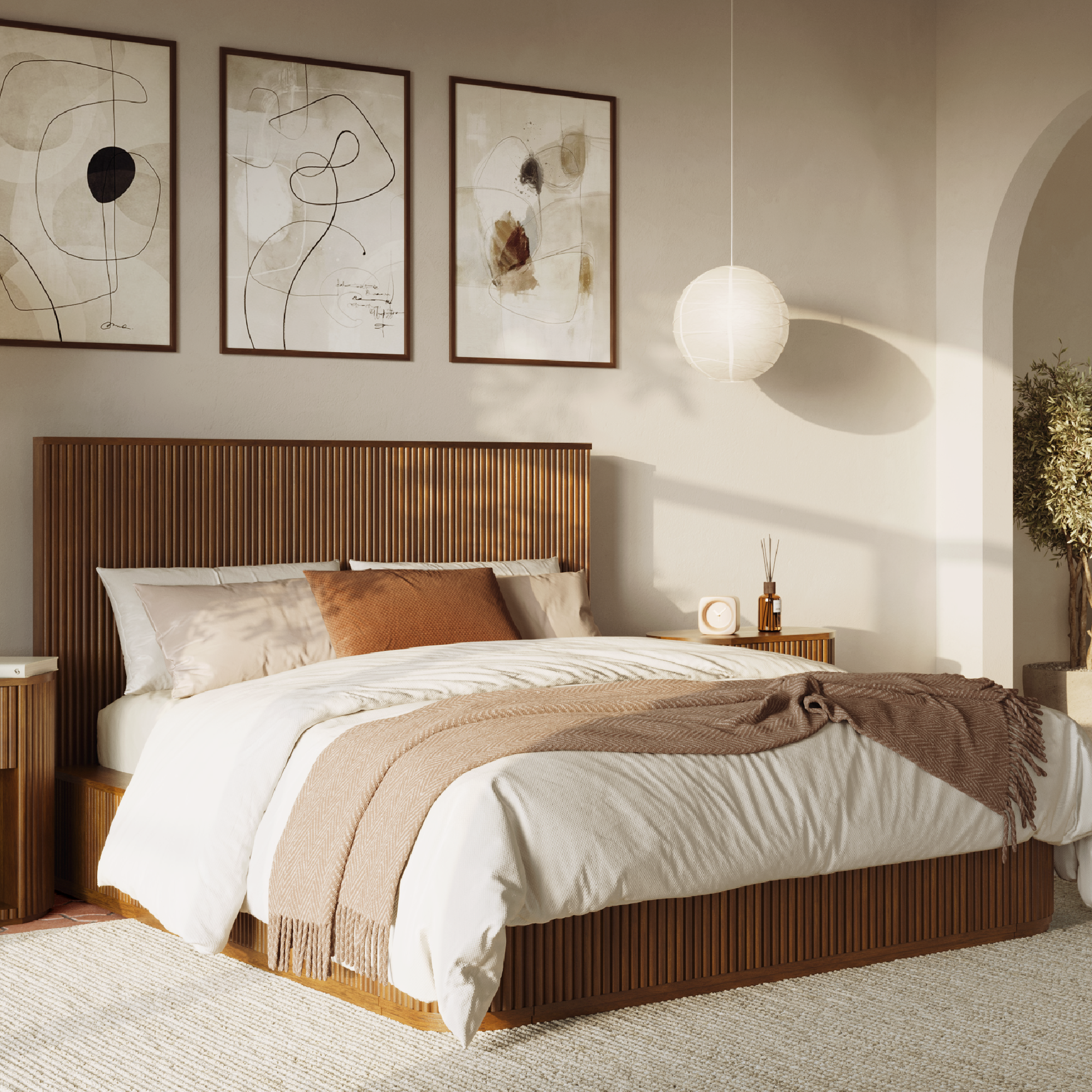 Windsor Fluted Solid Wood Bed