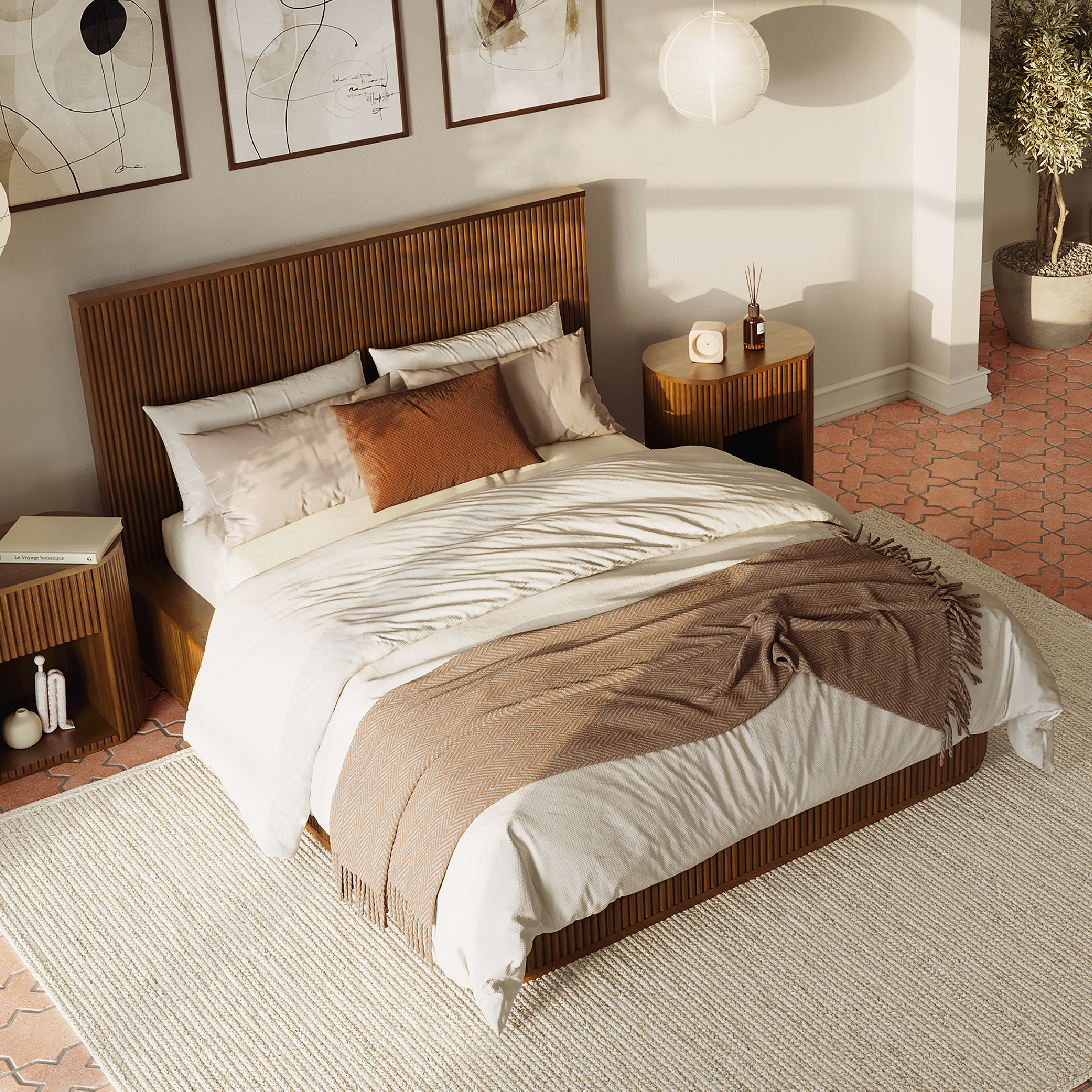 Windsor Fluted Solid Wood Bed