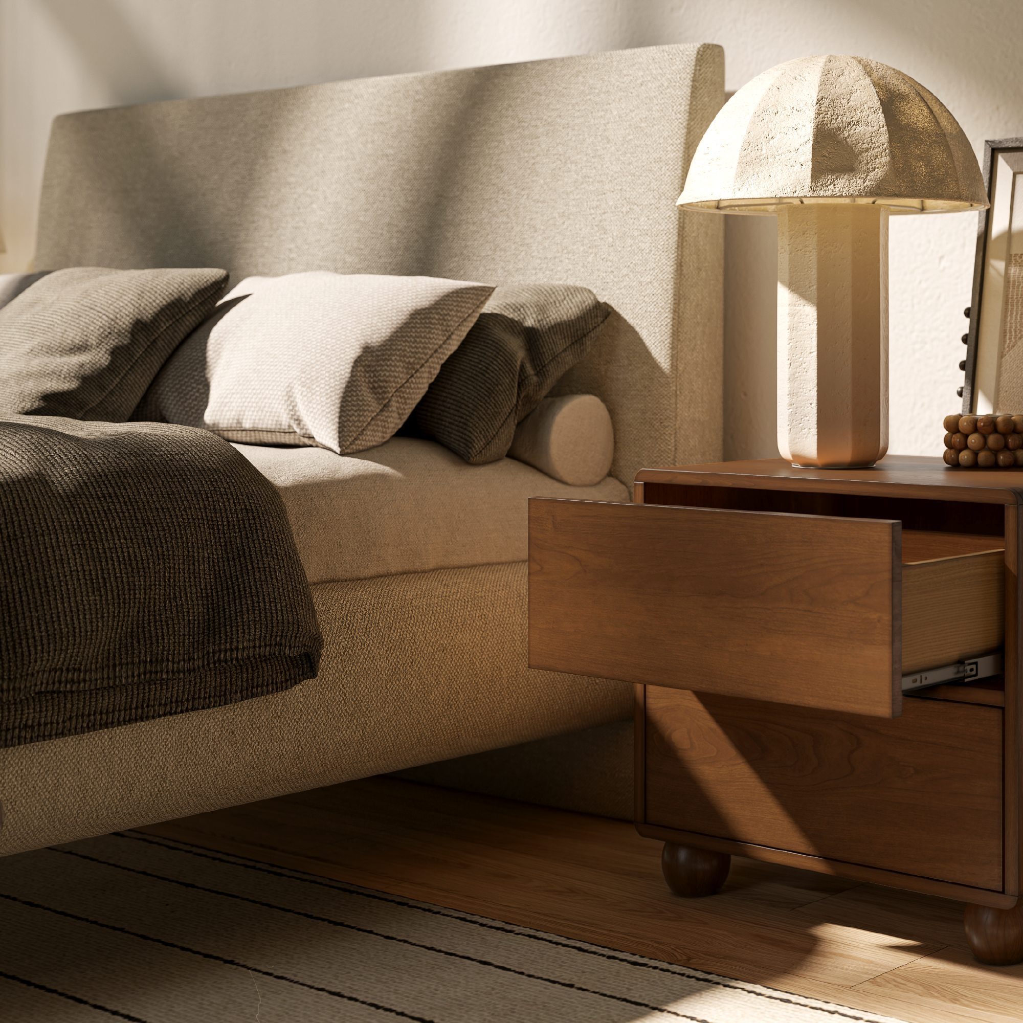 Roe Ball Leg Platform Bed