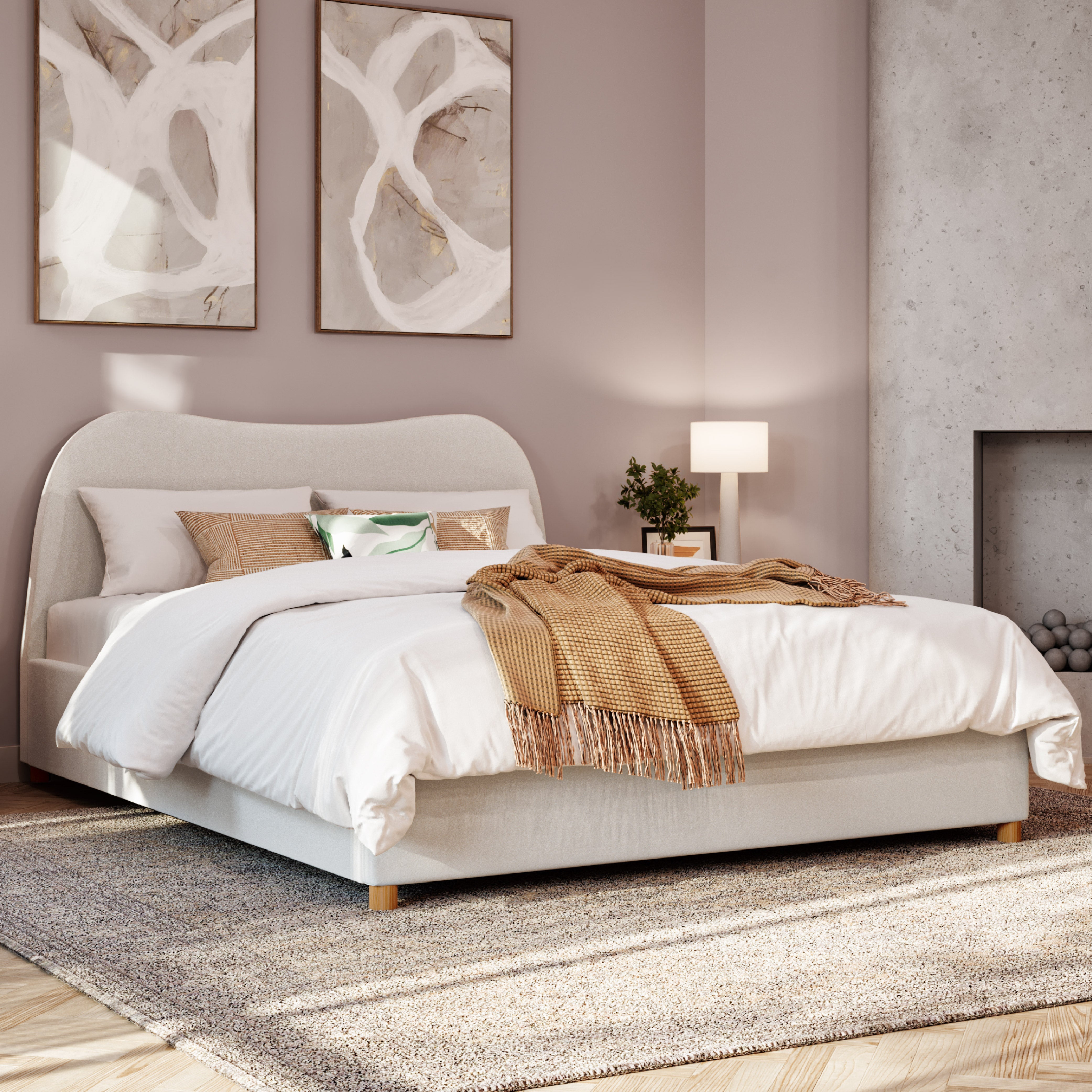 Celine Queen Curved Bed Boucle