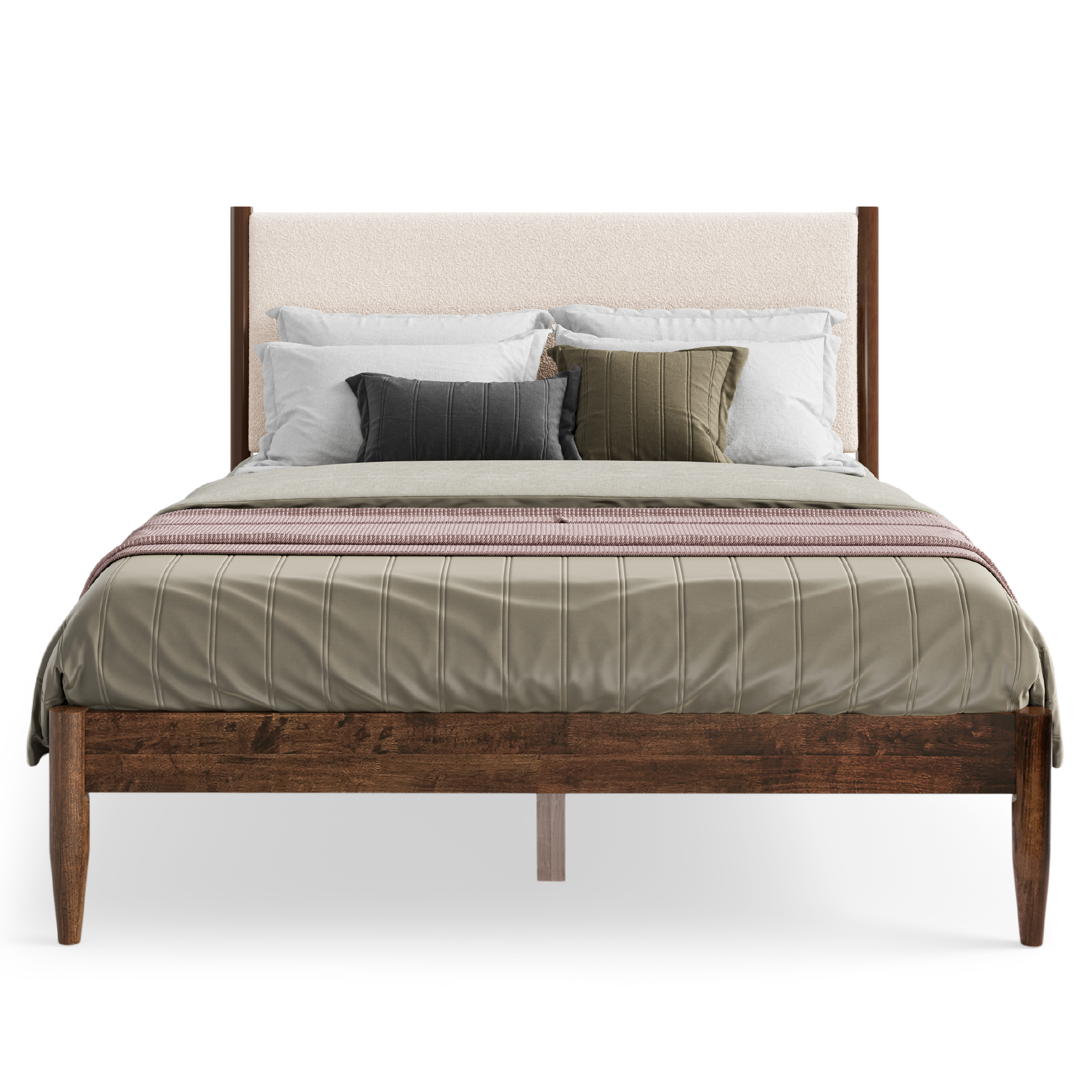 DELTA QUEEN 木版画 約19cm x 24cm Reign Queen Bed in Boucle – Luxurious Comfort & Modern