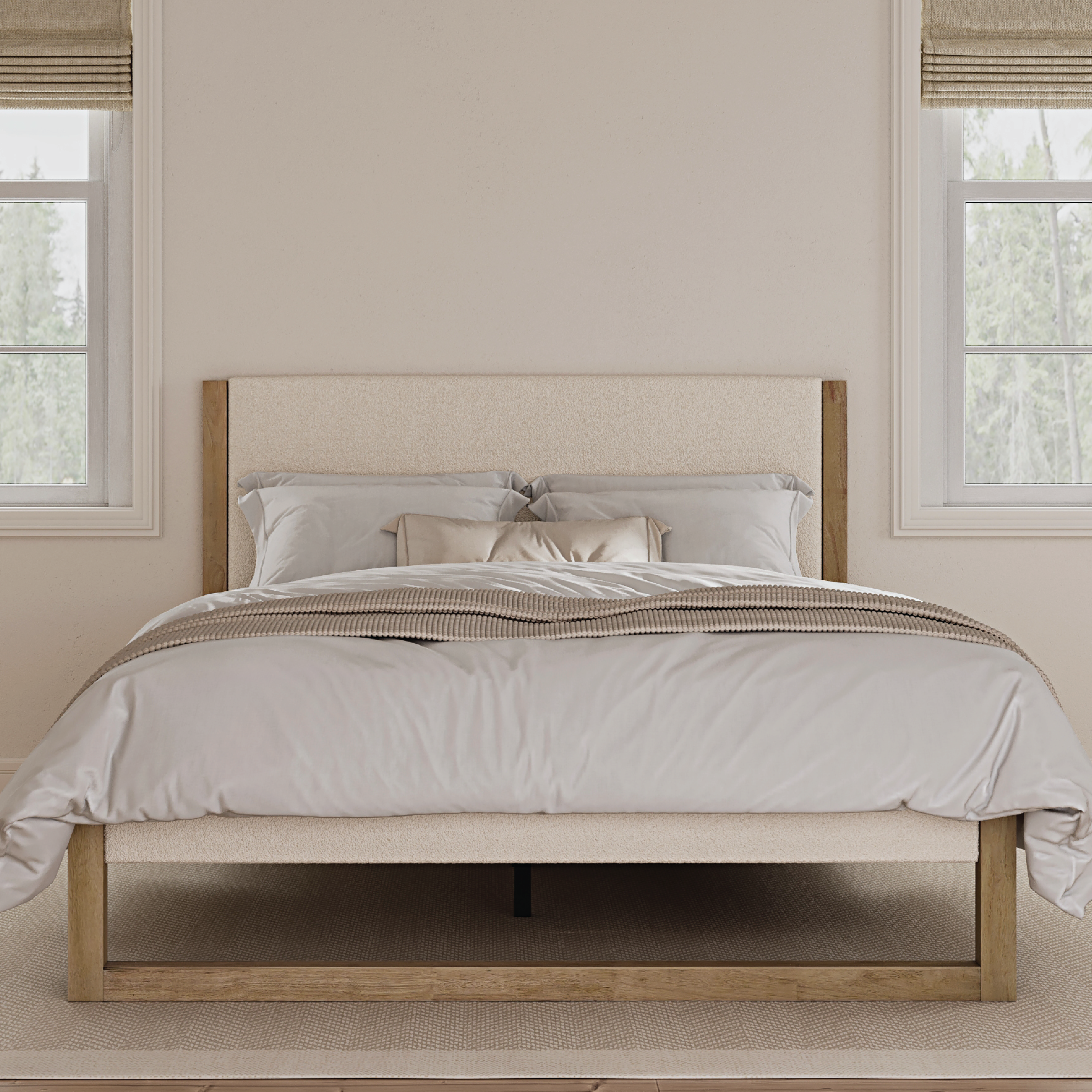 Leighton Bed - Natural Cream Boucle