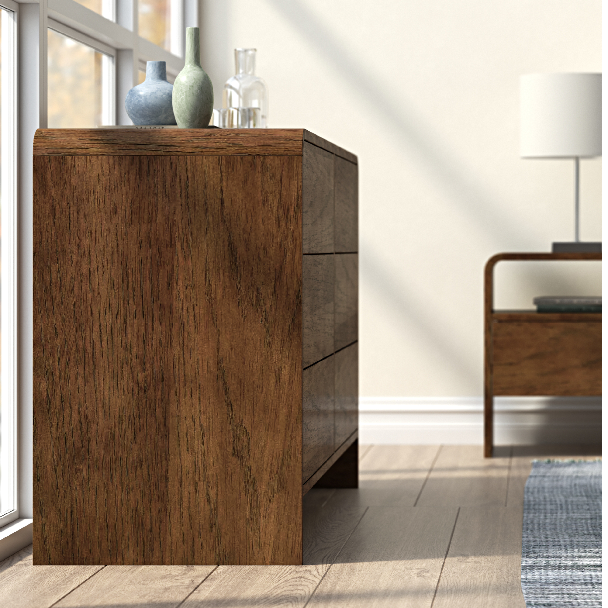 Pebble 6-Drawer Solid Wood Walnut Dresser
