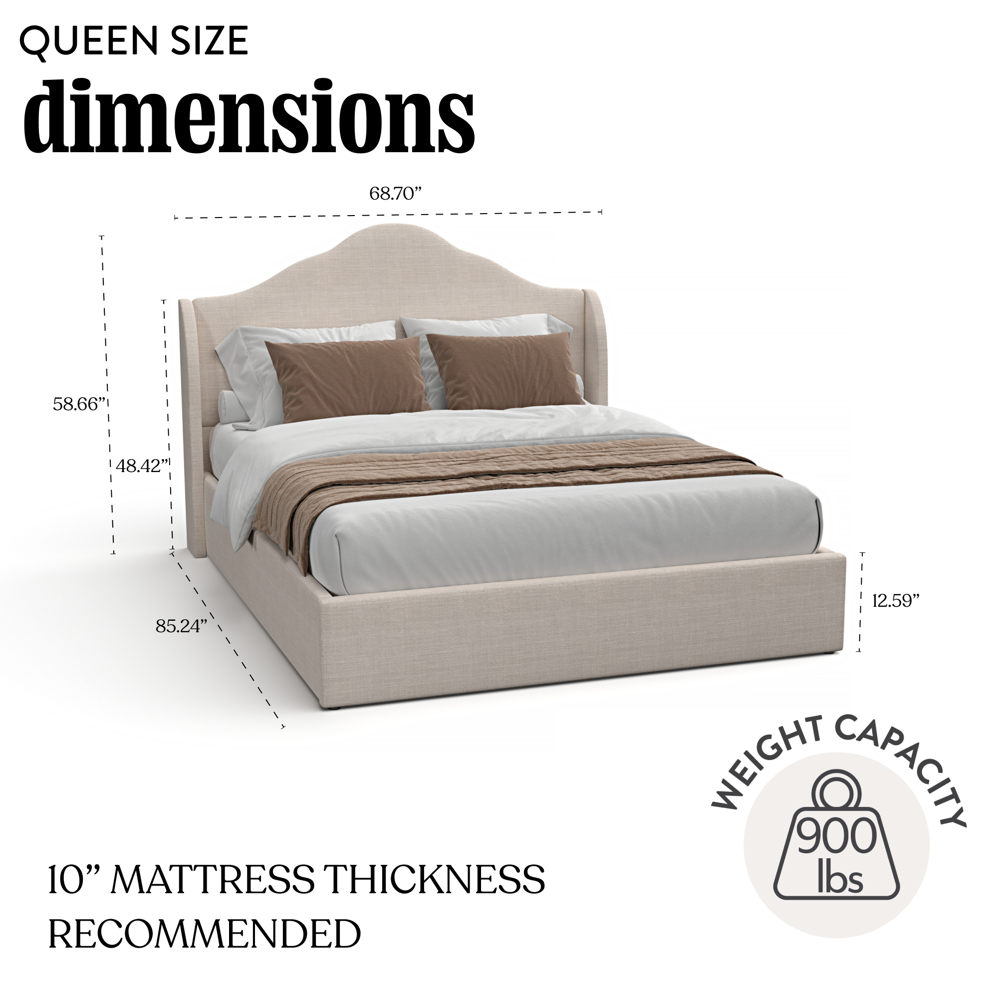 Ellis Queen Camelback Wing Bed Natural
