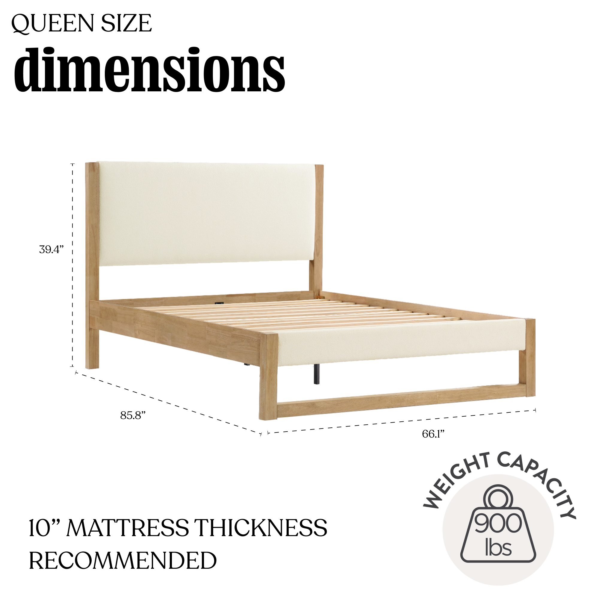 Mateo Low-Profile Boucle Solid Wood Bed