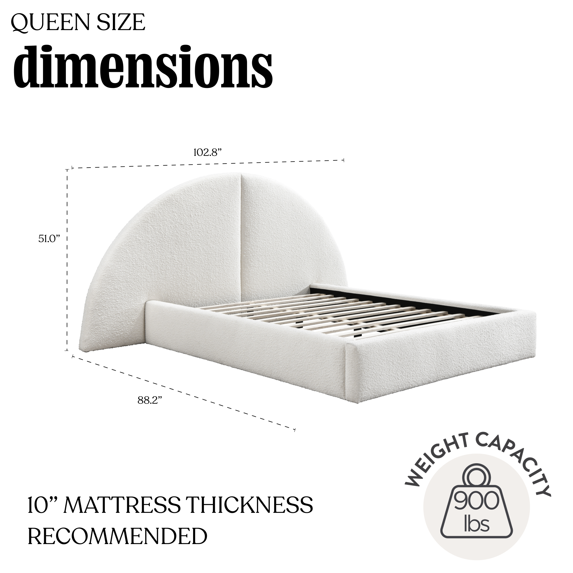Odessa Extended Arch Headboard Boucle Bed