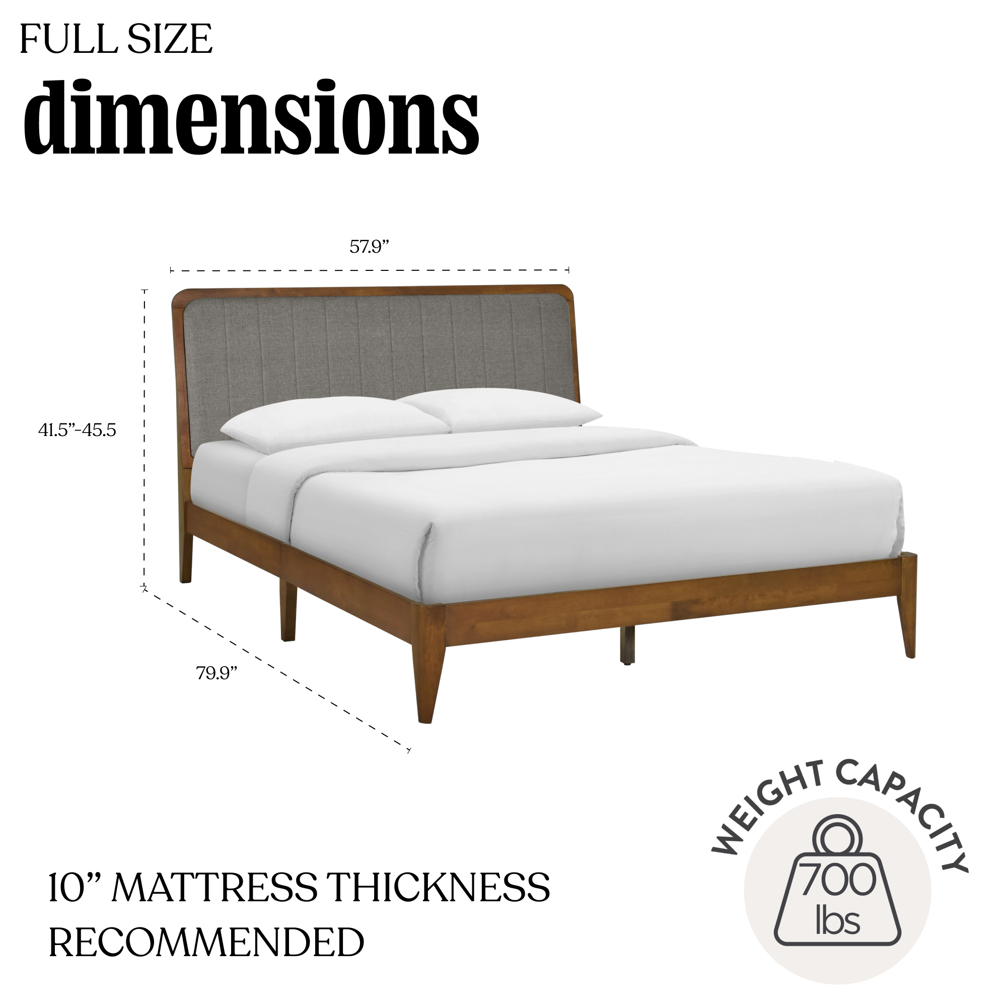 Raven Mid-Century Modern Solid Wood Bed