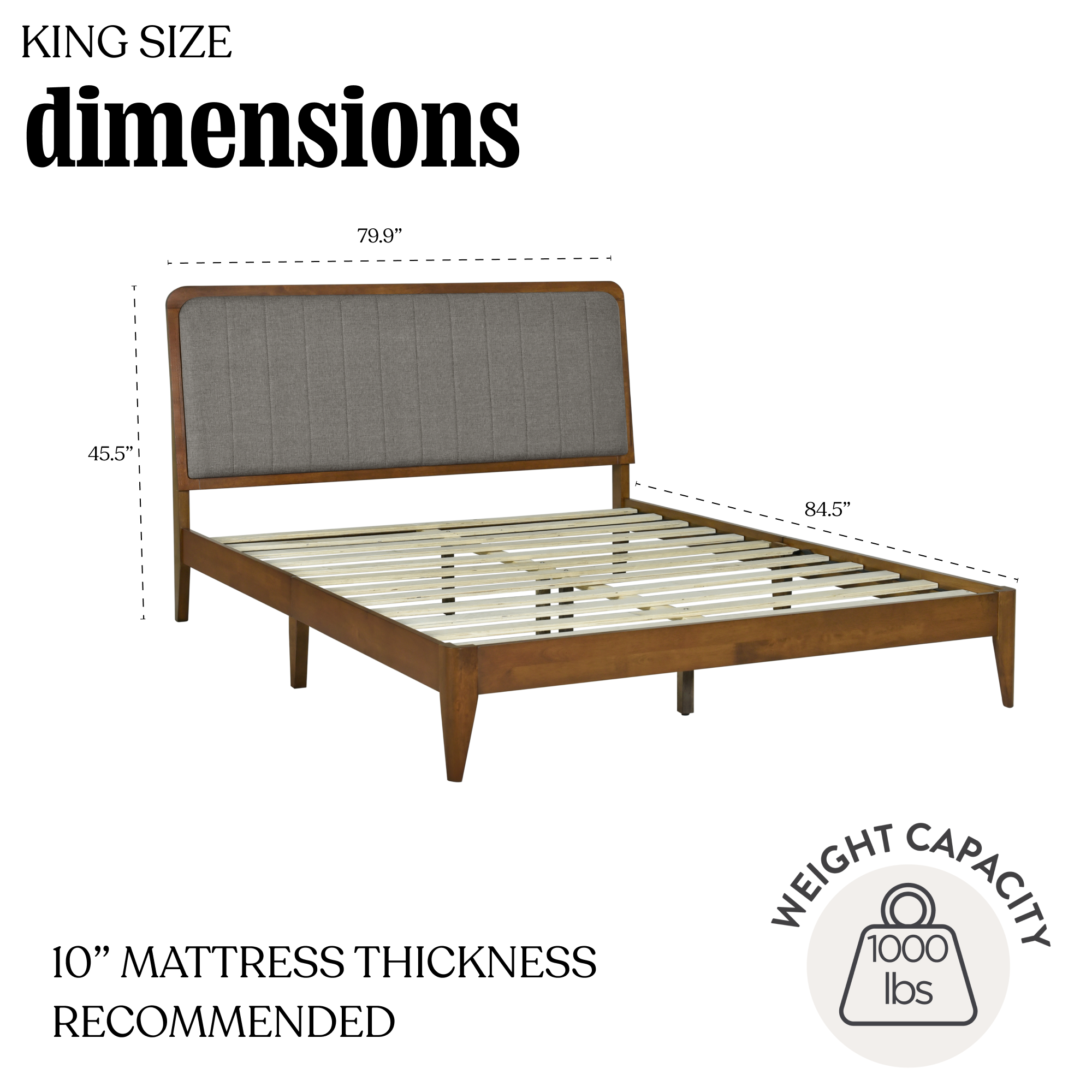 Raven Mid-Century Modern Solid Wood Bed