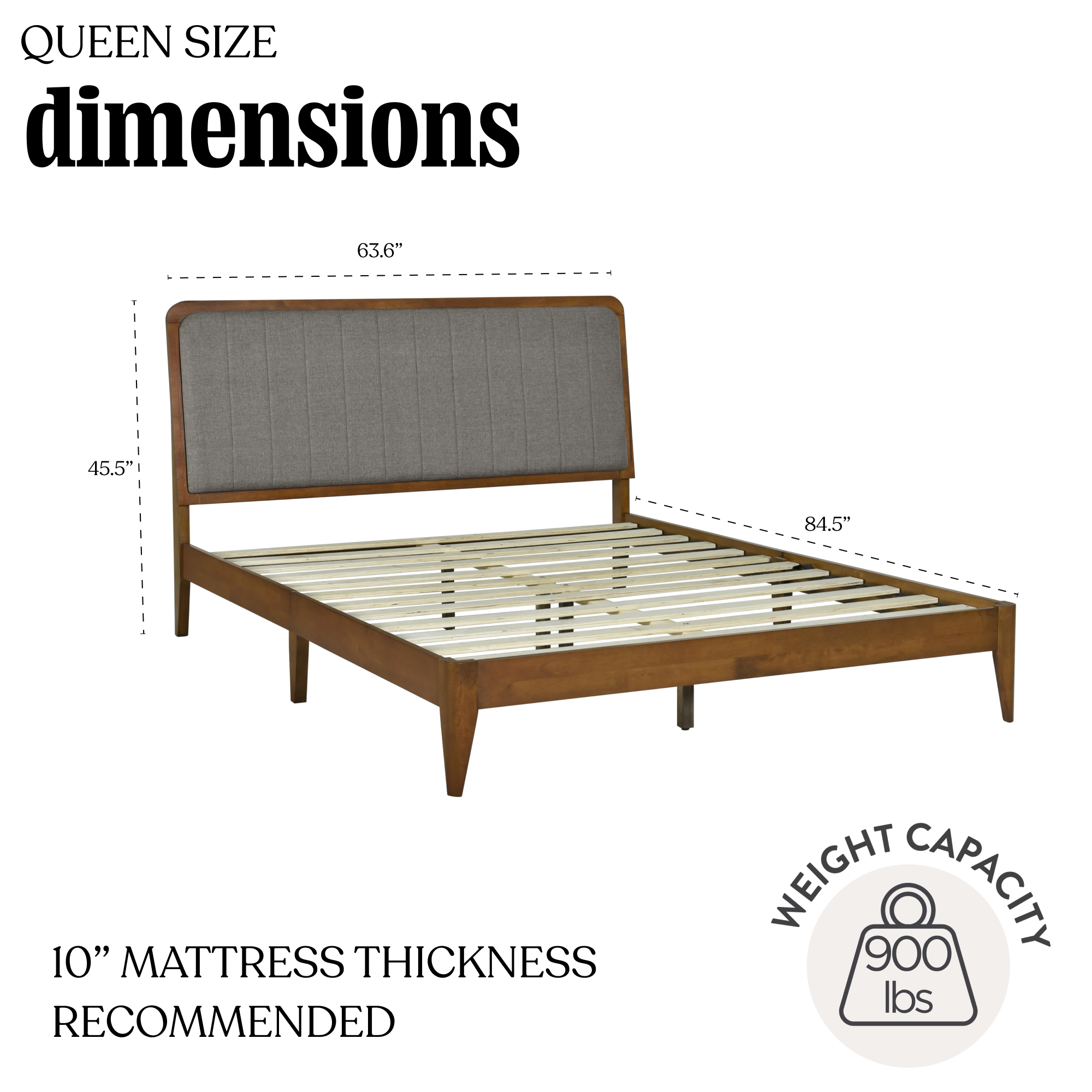 Raven Mid-Century Modern Solid Wood Bed