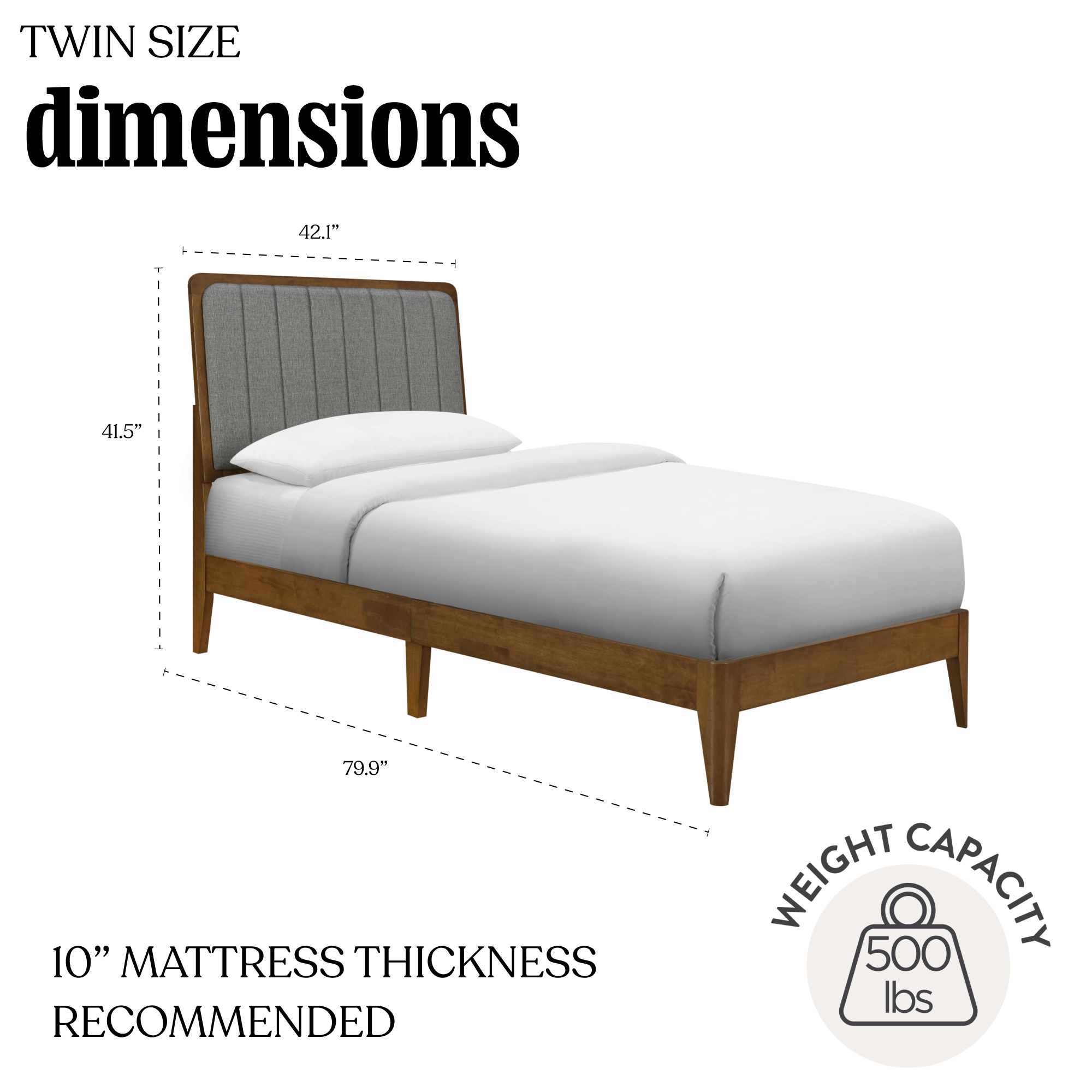 Raven Mid-Century Modern Solid Wood Bed