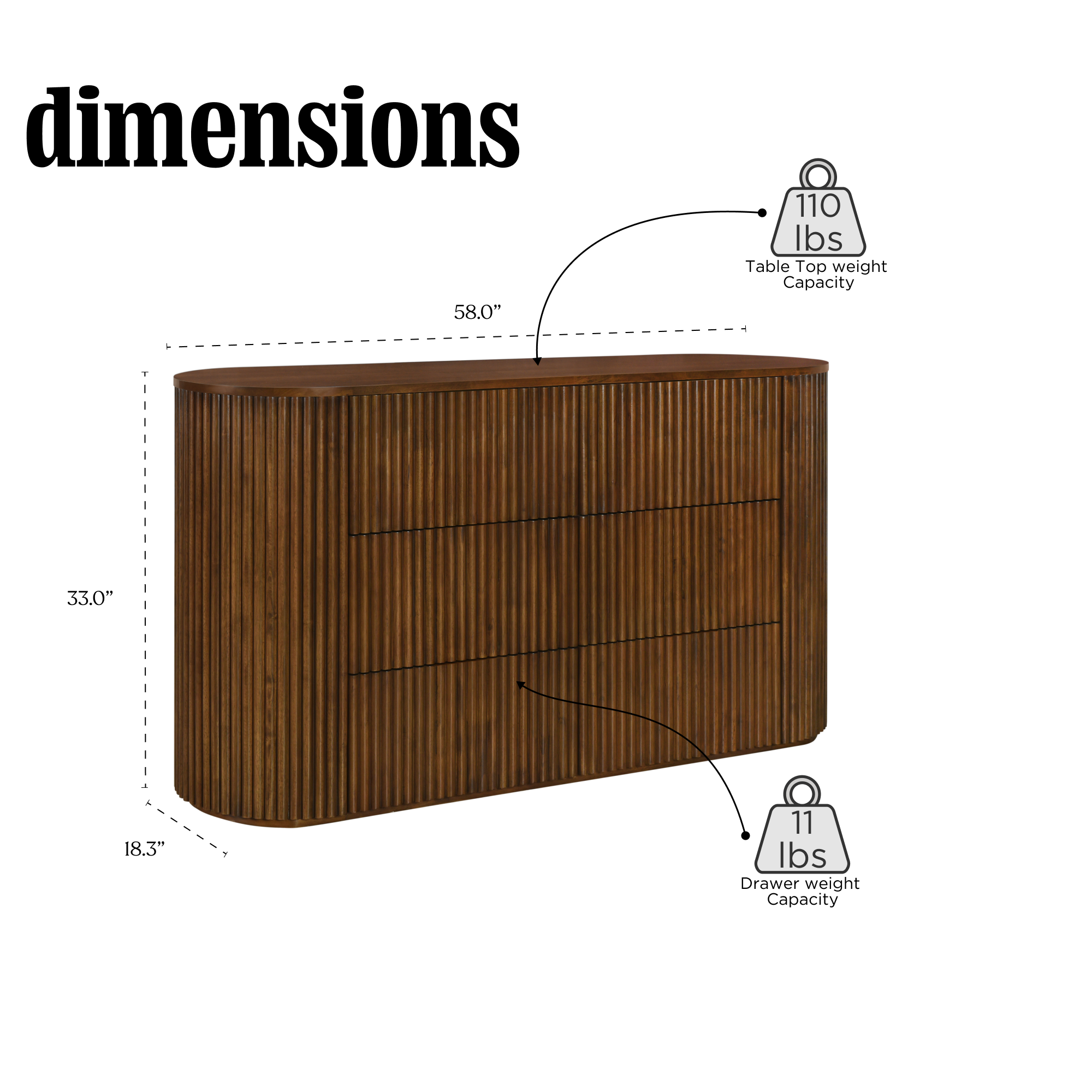 Windsor Fluted Dresser