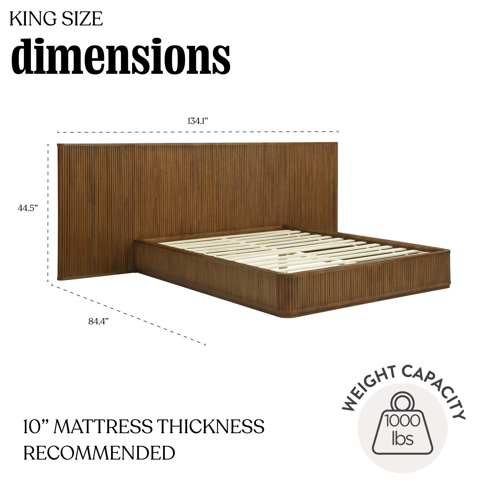 Windsor Fluted Solid Wood Bed