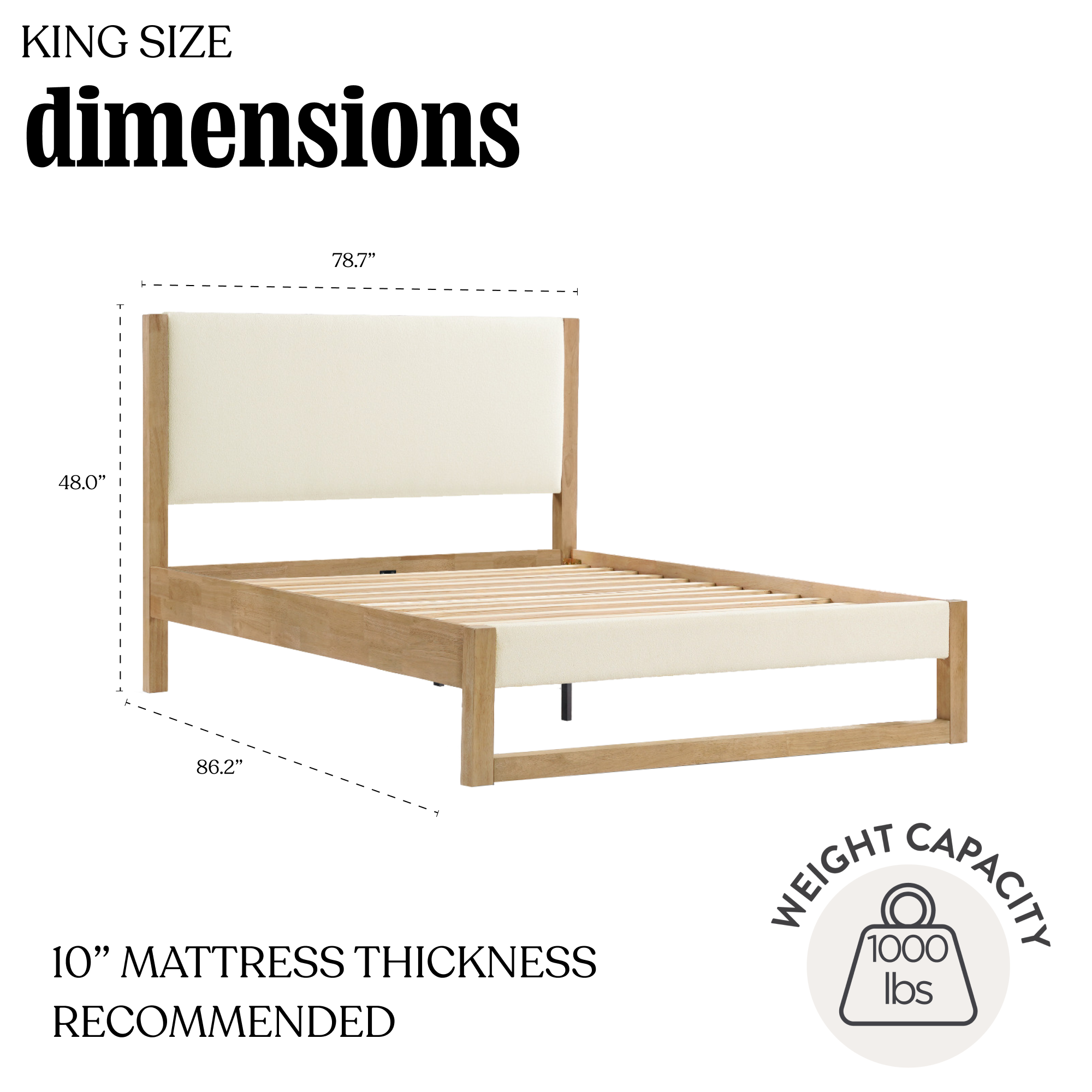 Leighton Bed - Natural Cream Boucle