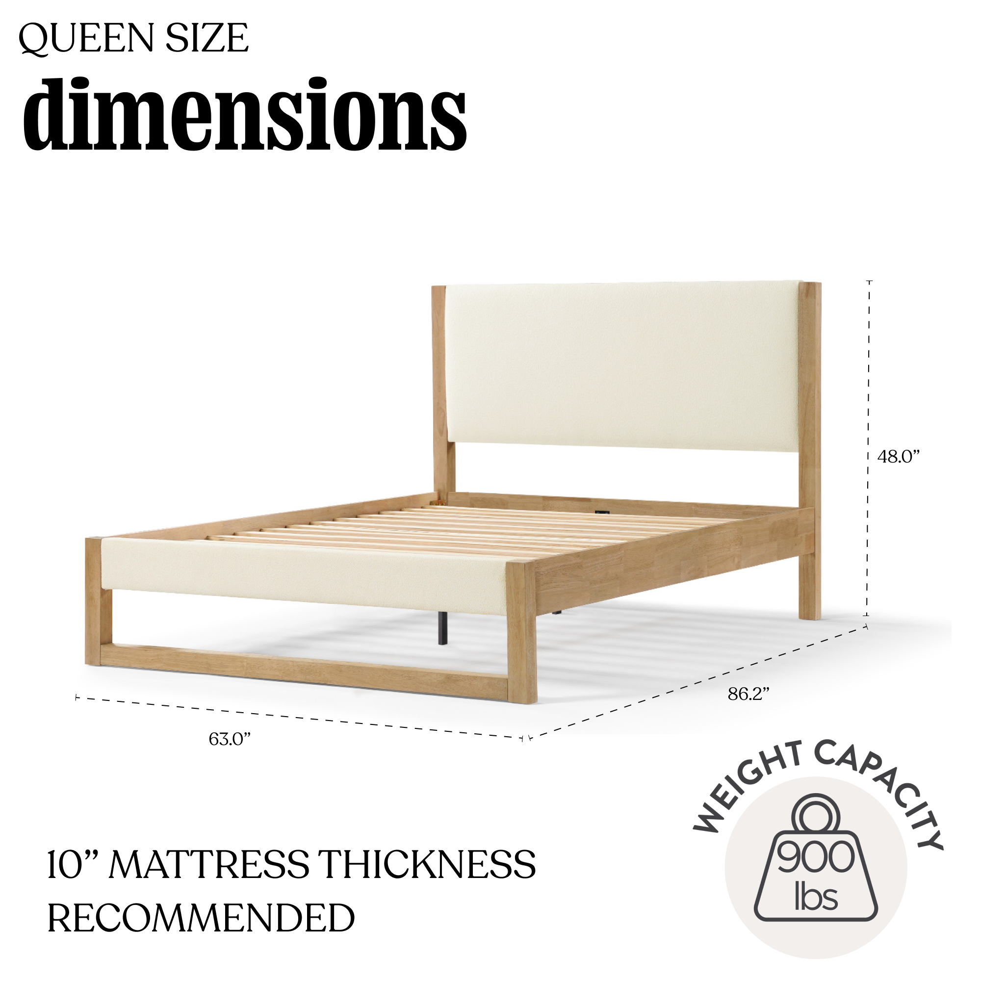 Leighton Bed - Natural Cream Boucle