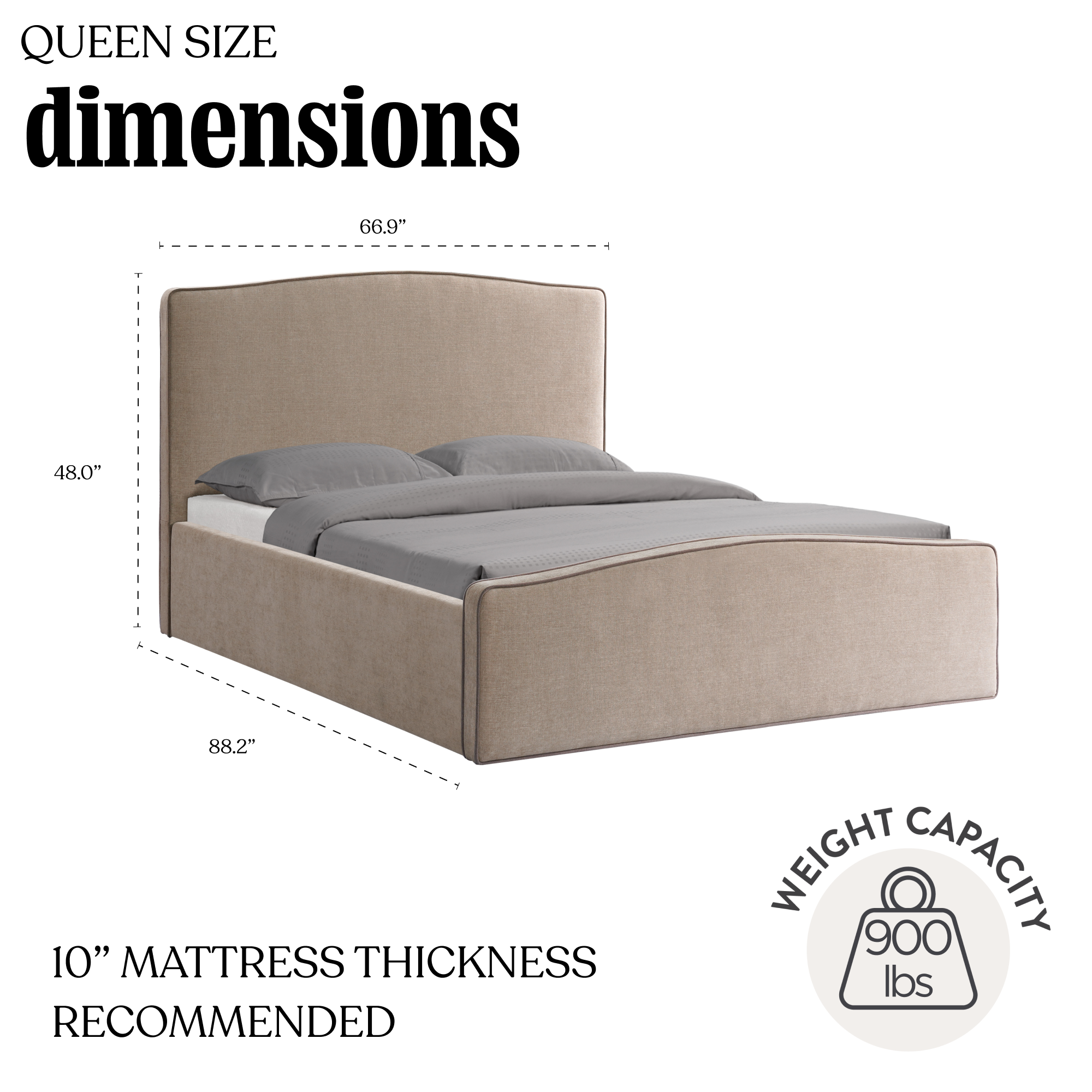 Ember Camelback Queen Bed Taupe