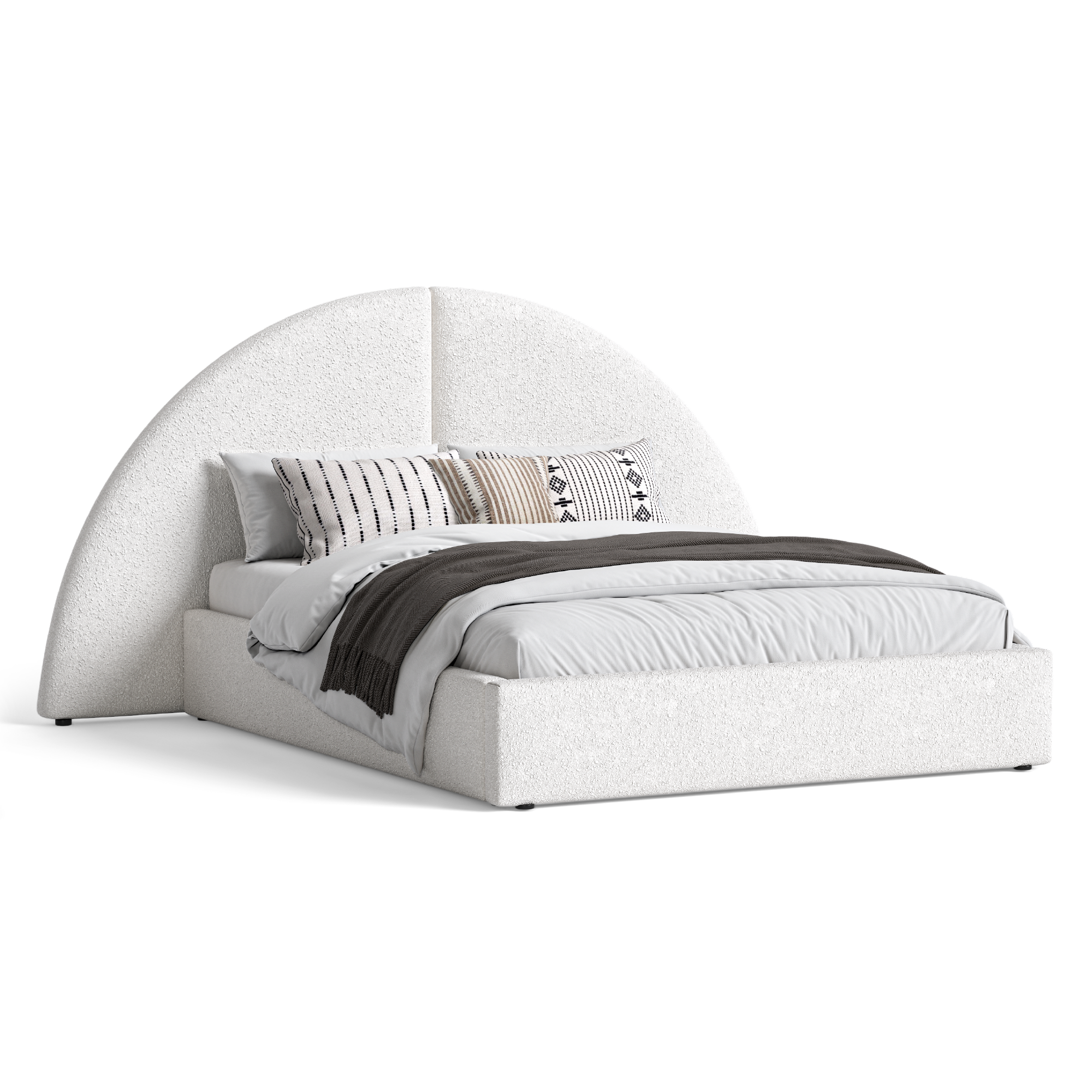Odessa Extended Arch Headboard Boucle Bed