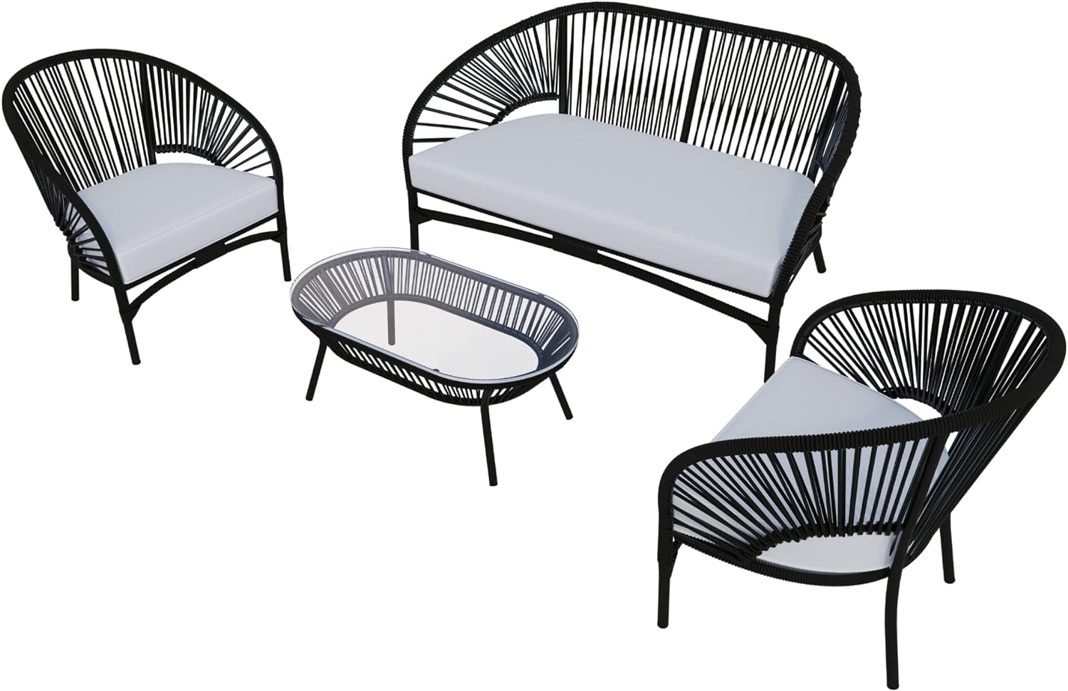 Pavilion Loveseat, 2 Chairs & Table 4 Piece Outdoor Set
