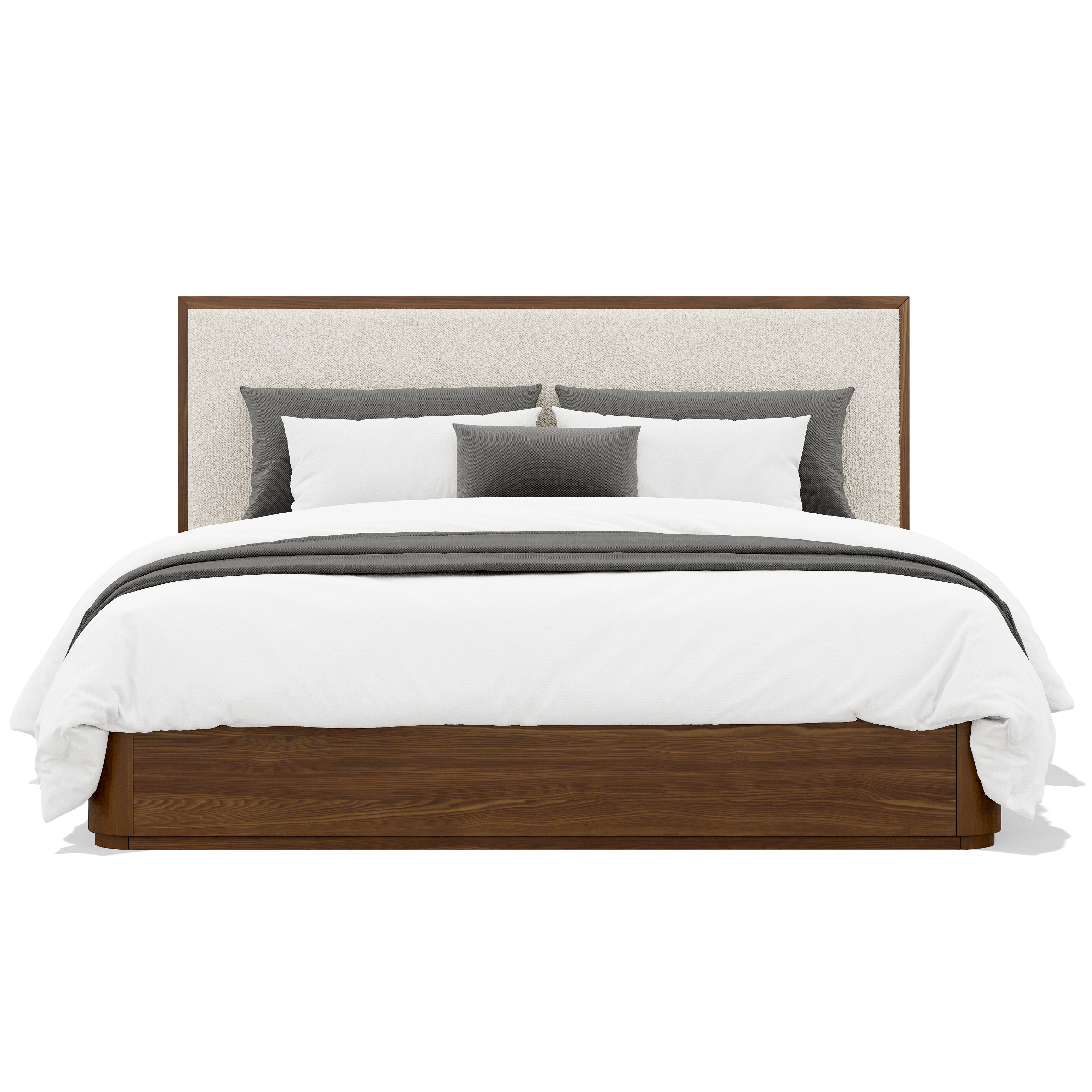 Mateo Low-Profile Boucle Solid Wood Bed