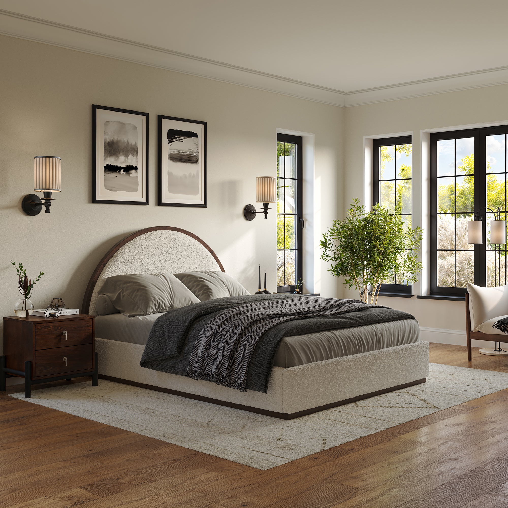 Holly Boucle Arch Bed
