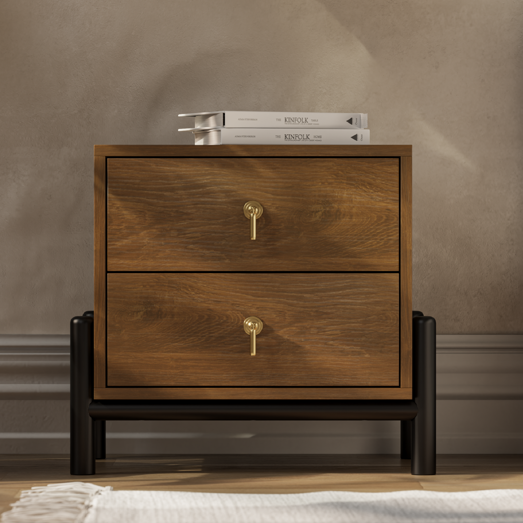 Luna 2-Drawer Solid Wood Nightstand