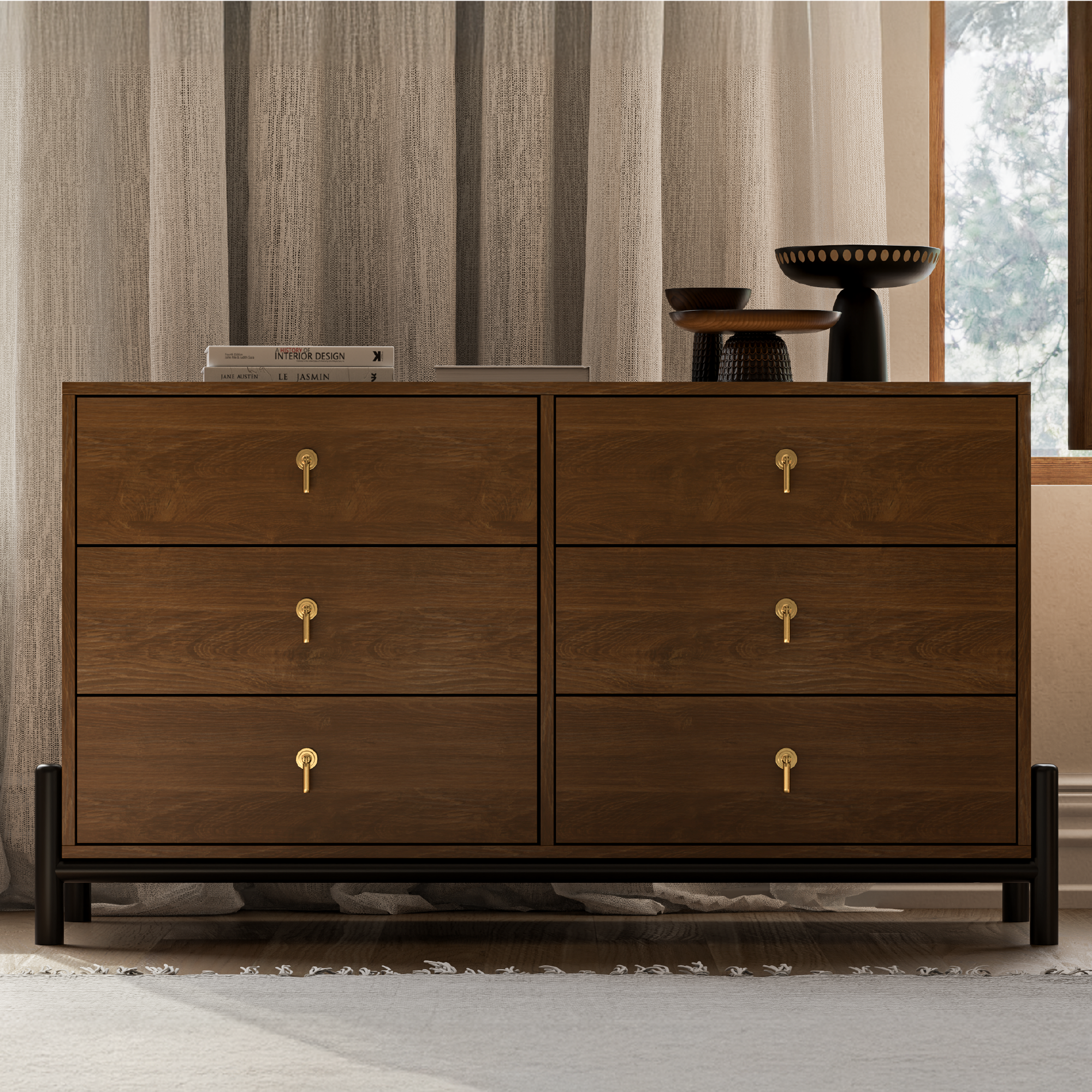 Luna 6-Drawer Solid Wood Dresser