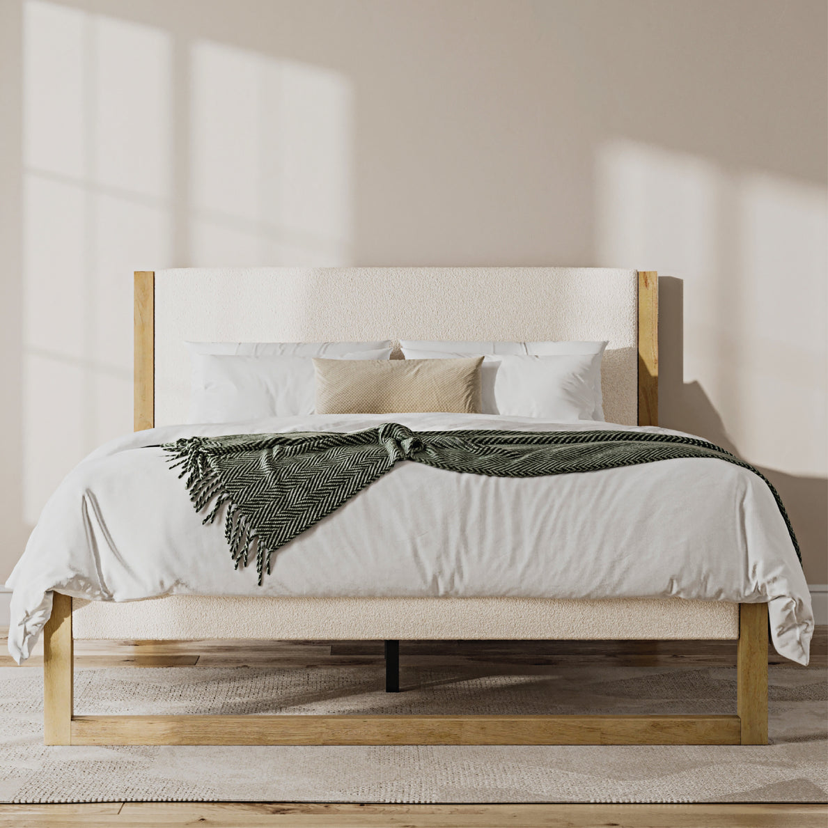 Leighton Bed - Natural Cream Boucle