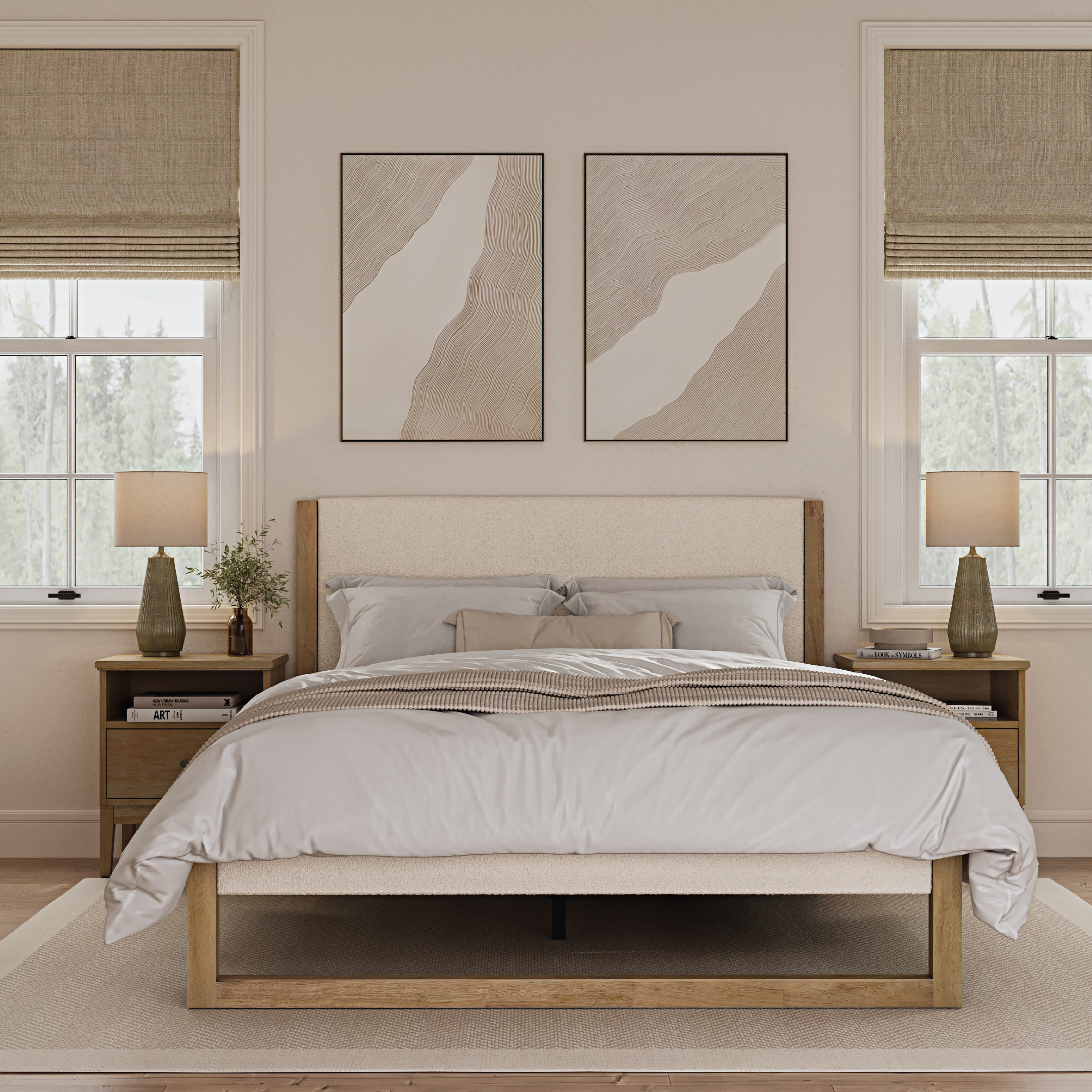 Leighton Bed - Natural Cream Boucle