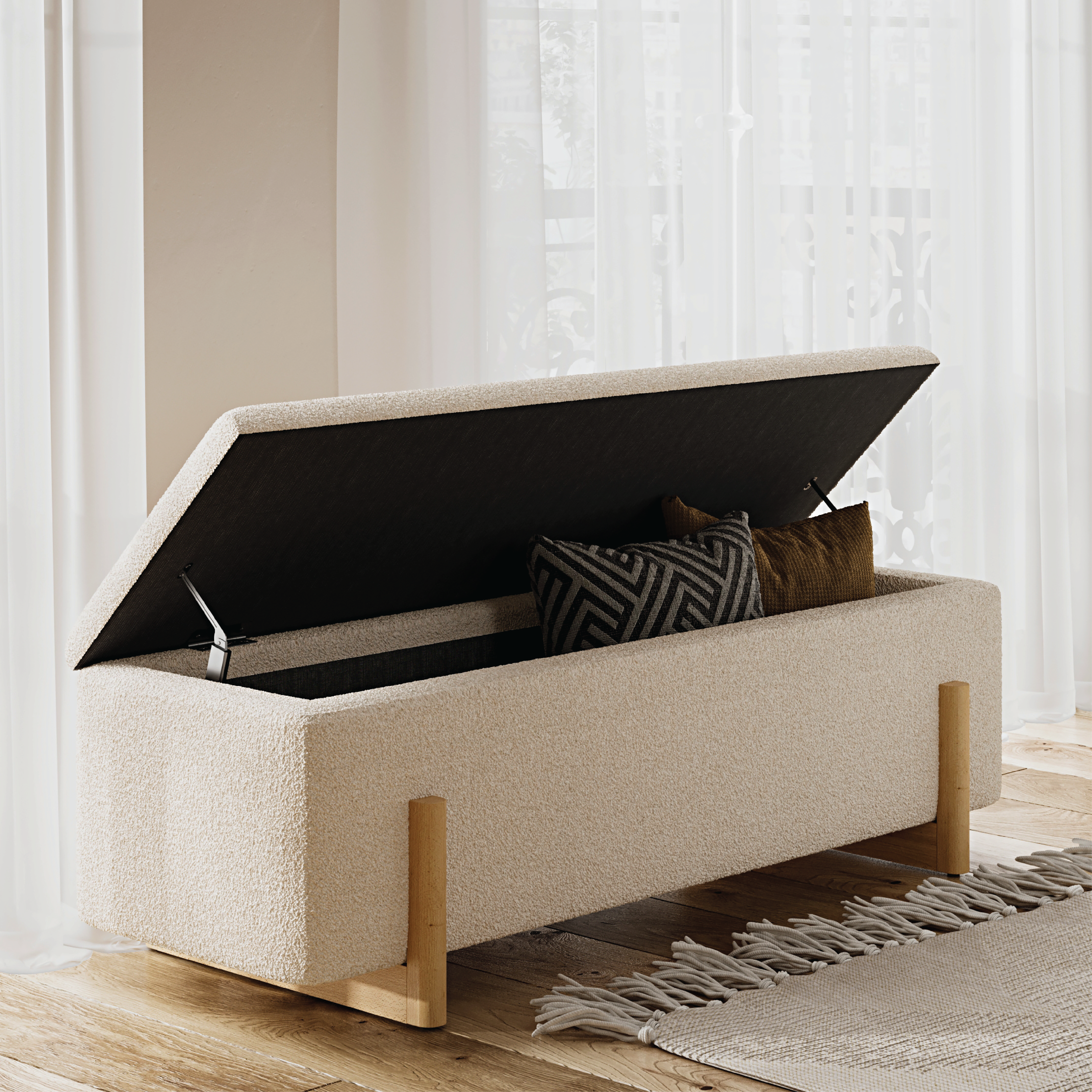 Bodie Boucle Storage Bench