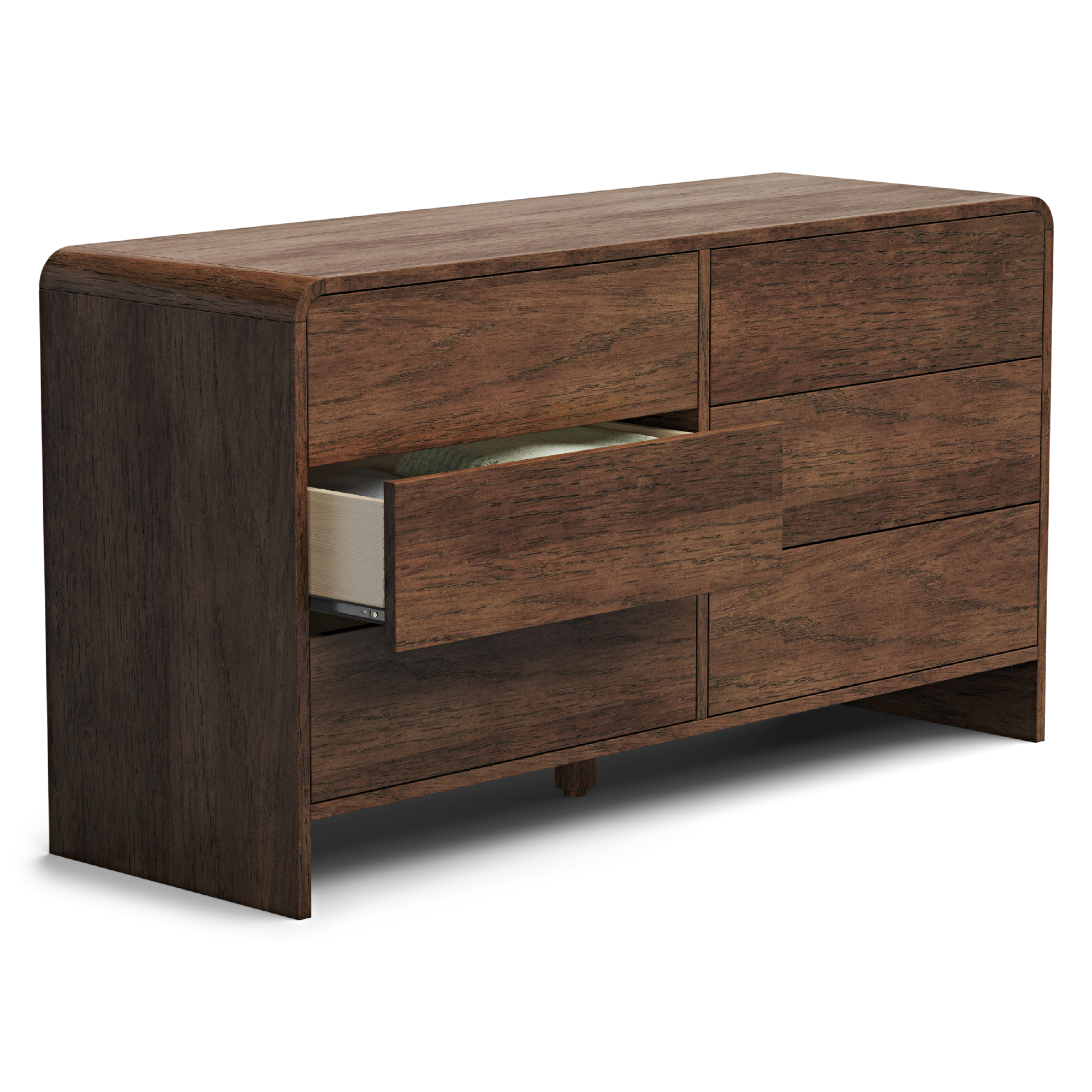 Pebble 6-Drawer Solid Wood Walnut Dresser