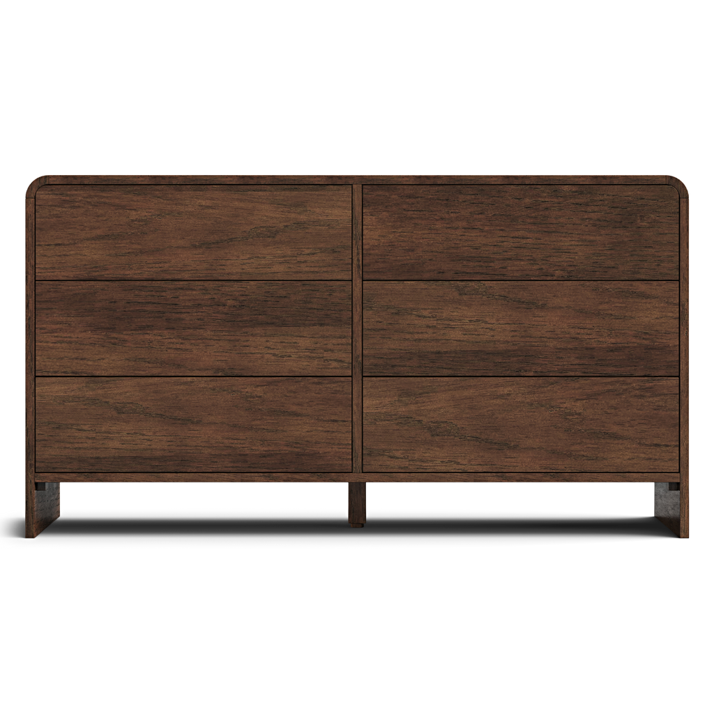 Pebble 6-Drawer Solid Wood Walnut Dresser