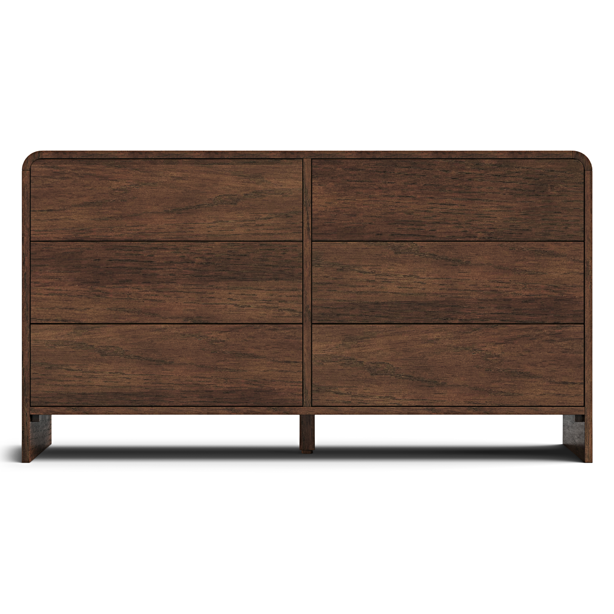 Pebble 6-Drawer Solid Wood Walnut Dresser