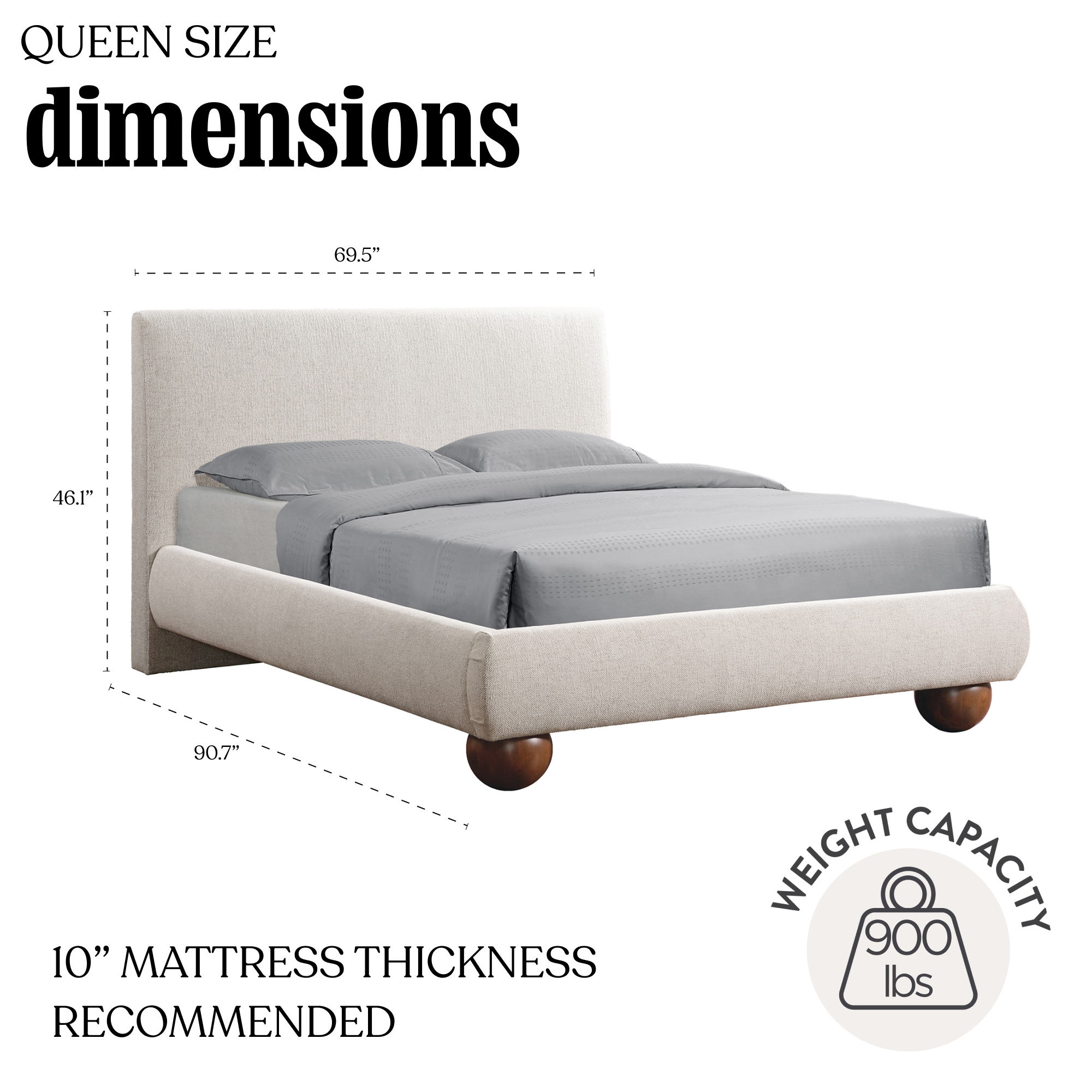 Roe Ball Leg Platform Bed